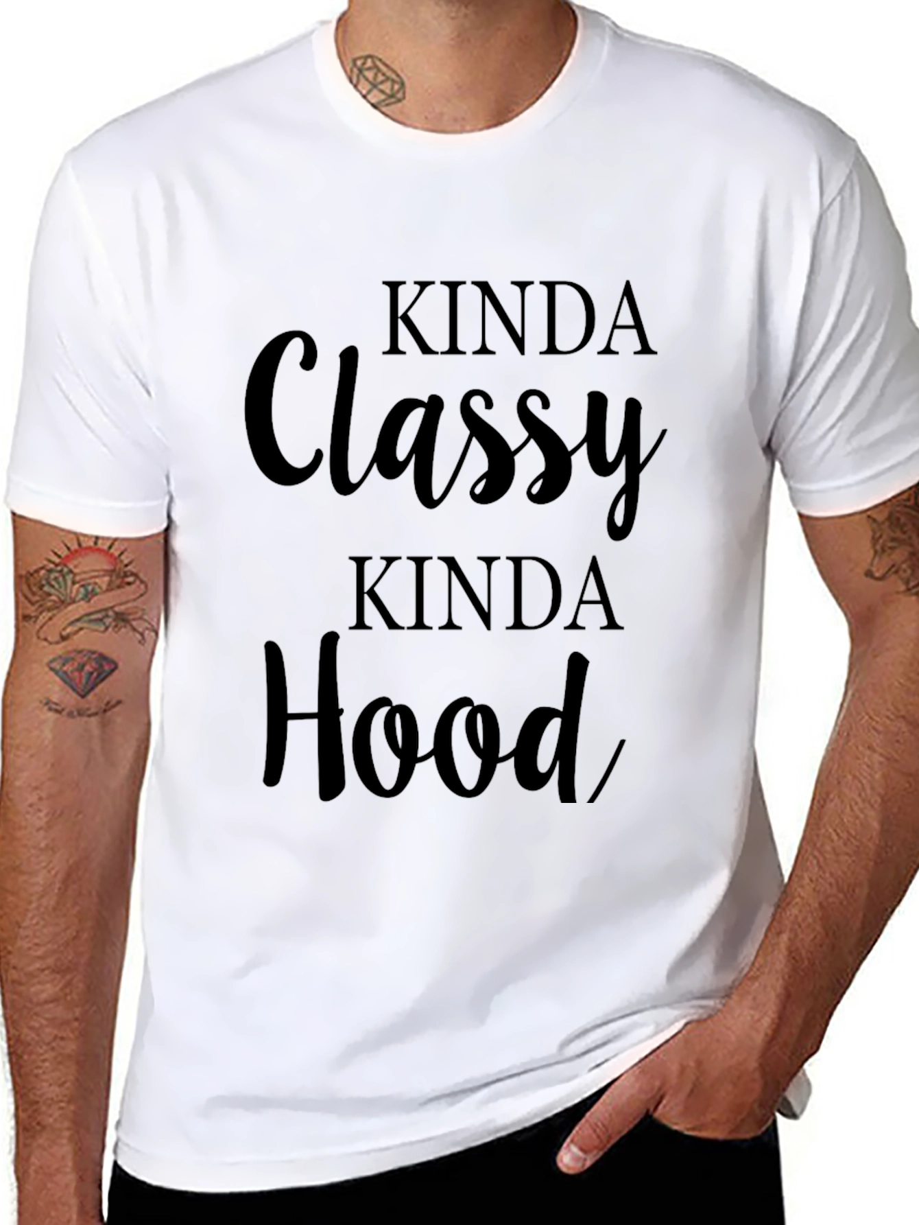 Black Kinda Classy Kinda Hood Black Graphic T-Shirt view 8