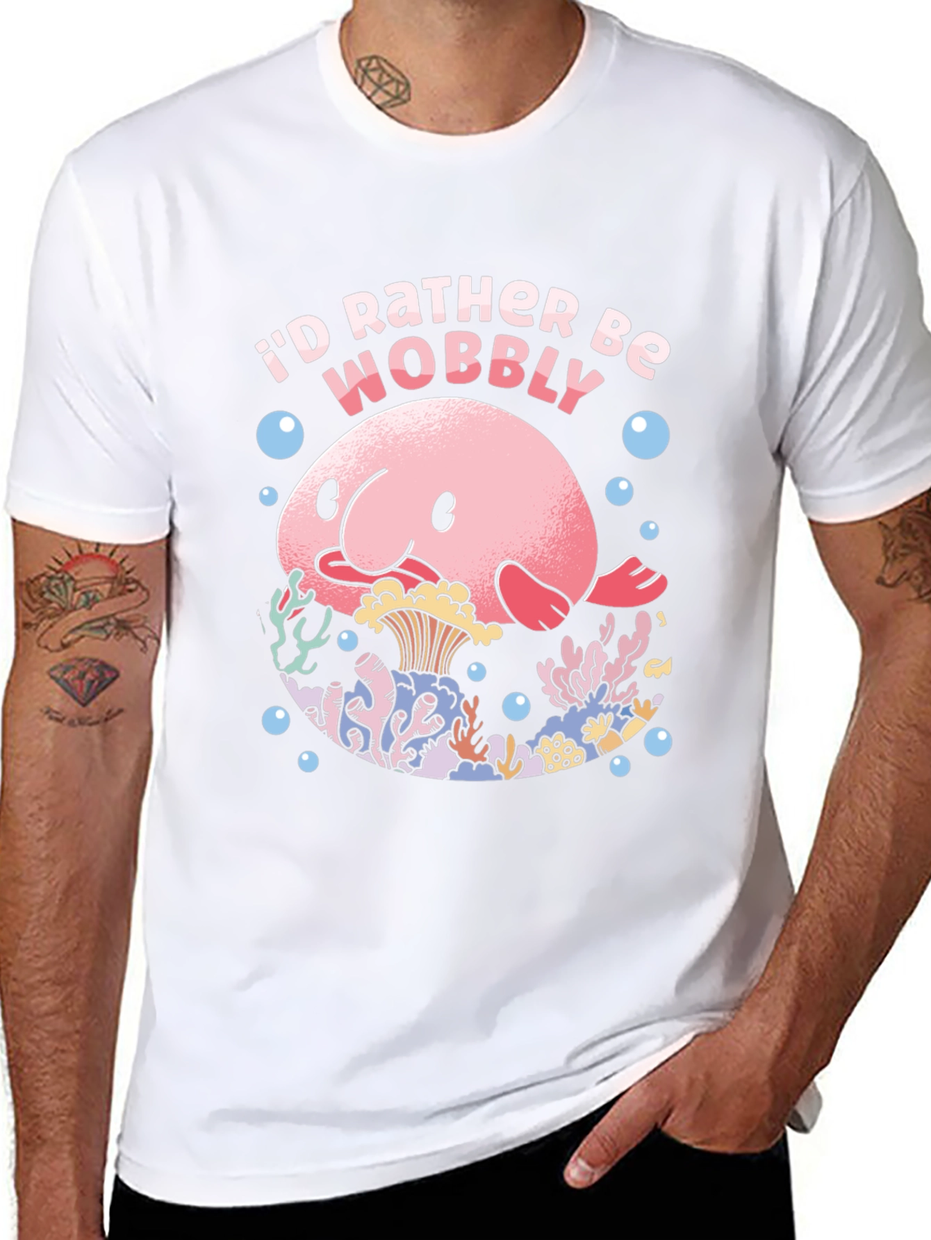 Black I'd Rather Be Wobbly Blobfish Graphic Tee view 8