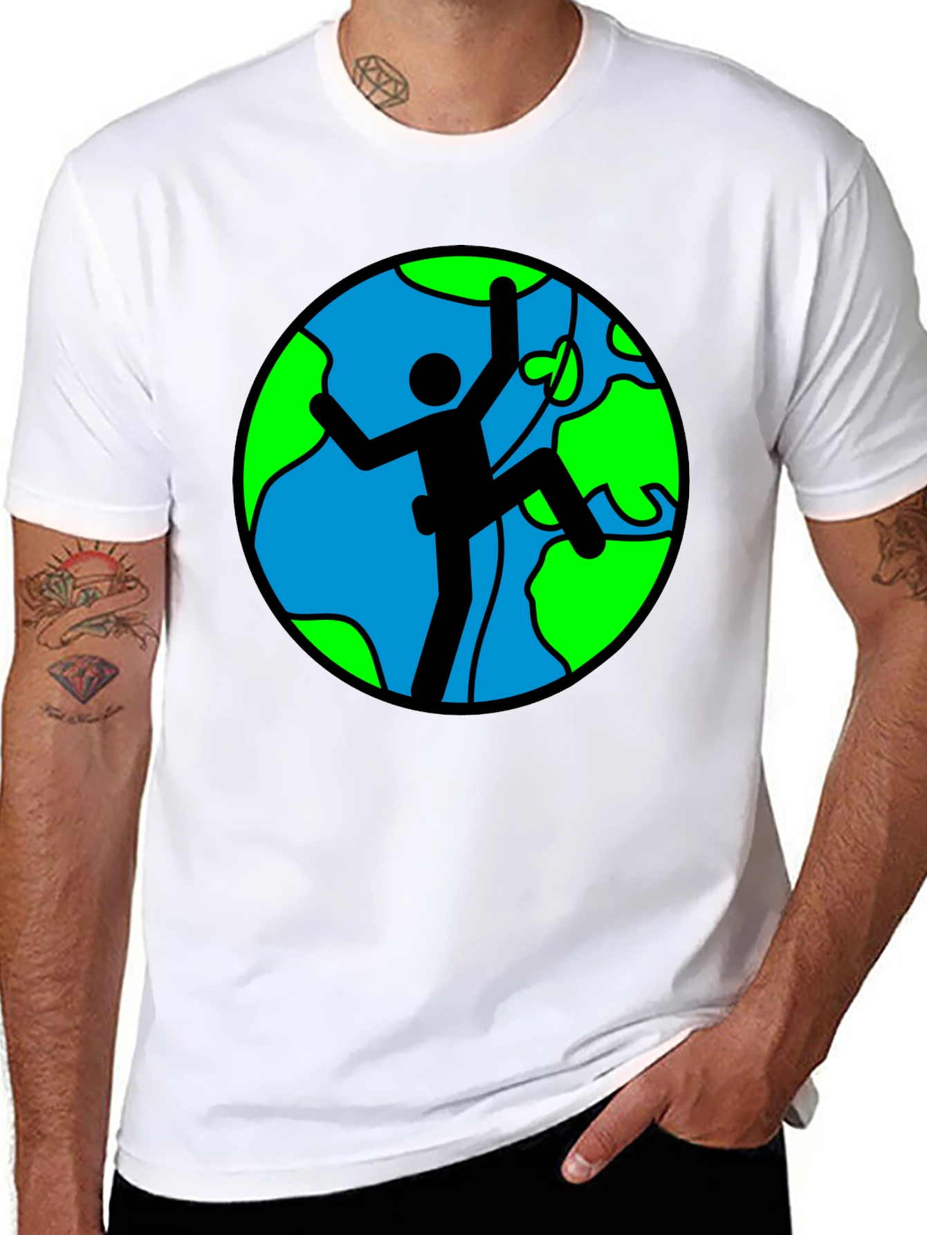 Black Climbing Earth Graphic Black T-Shirt view 8