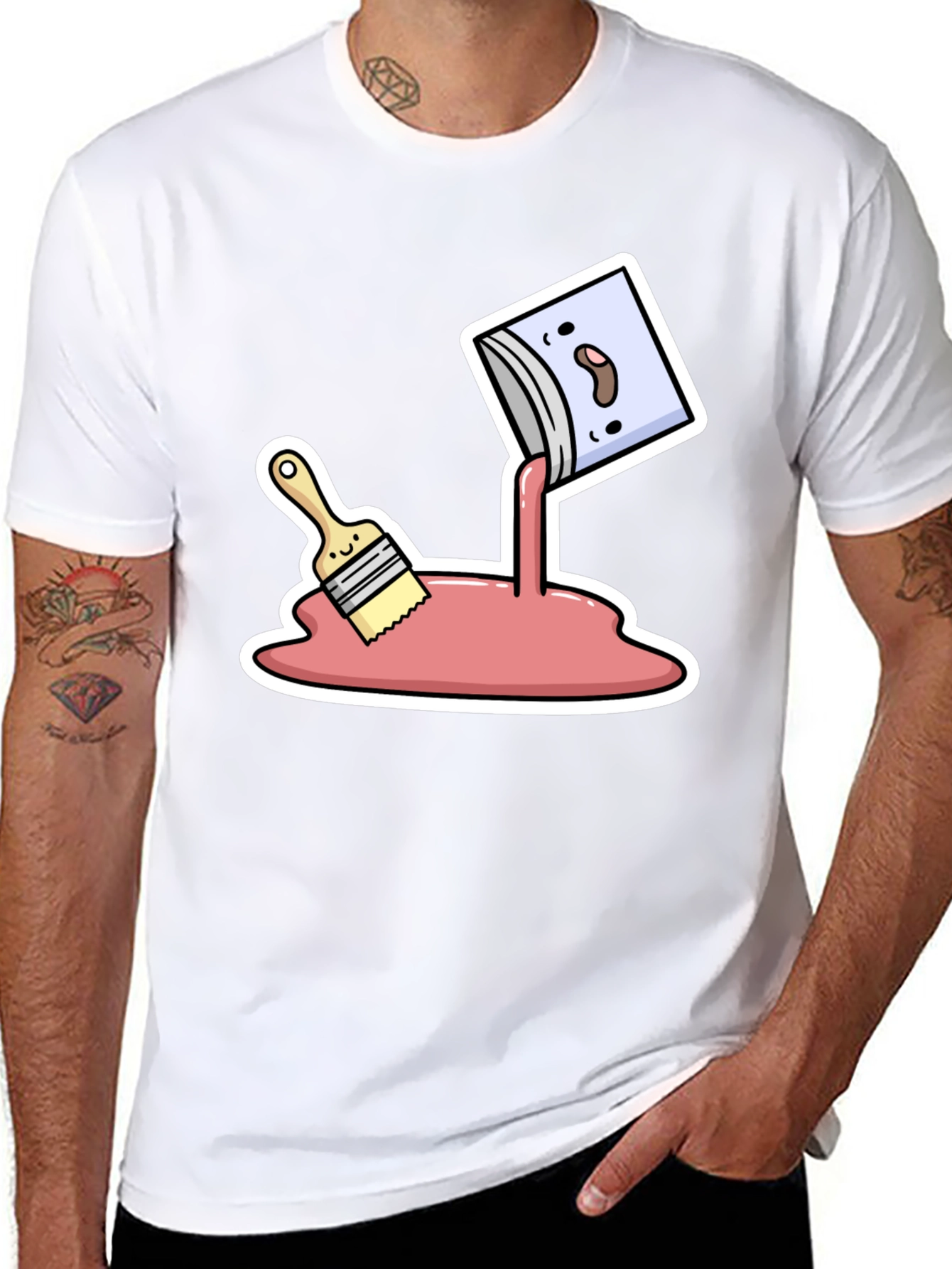 Black Cartoon Paint Spill T-Shirt view 8