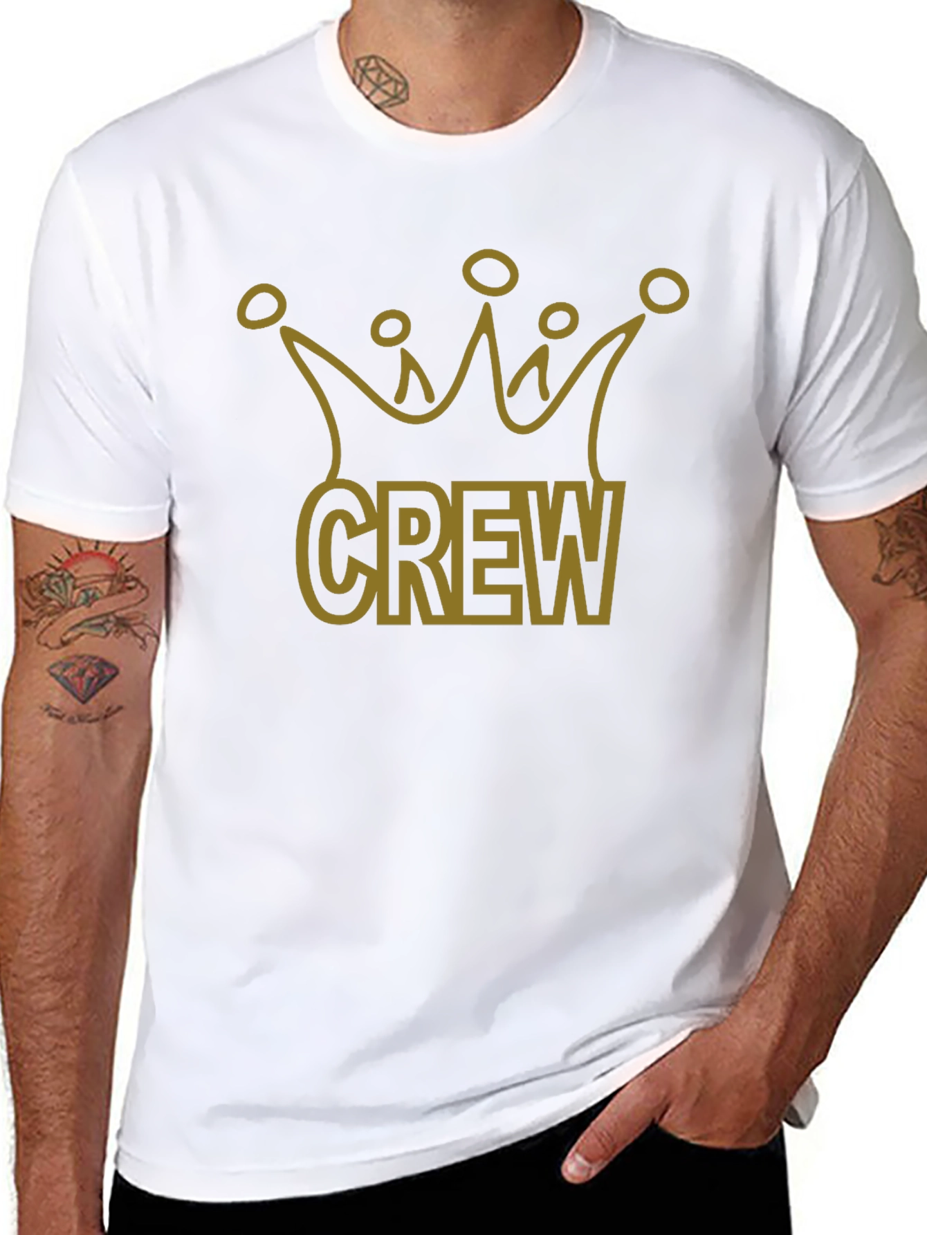 Black Crew Crown Graphic Tee - Stylish Men's Black T-Shirt view 8