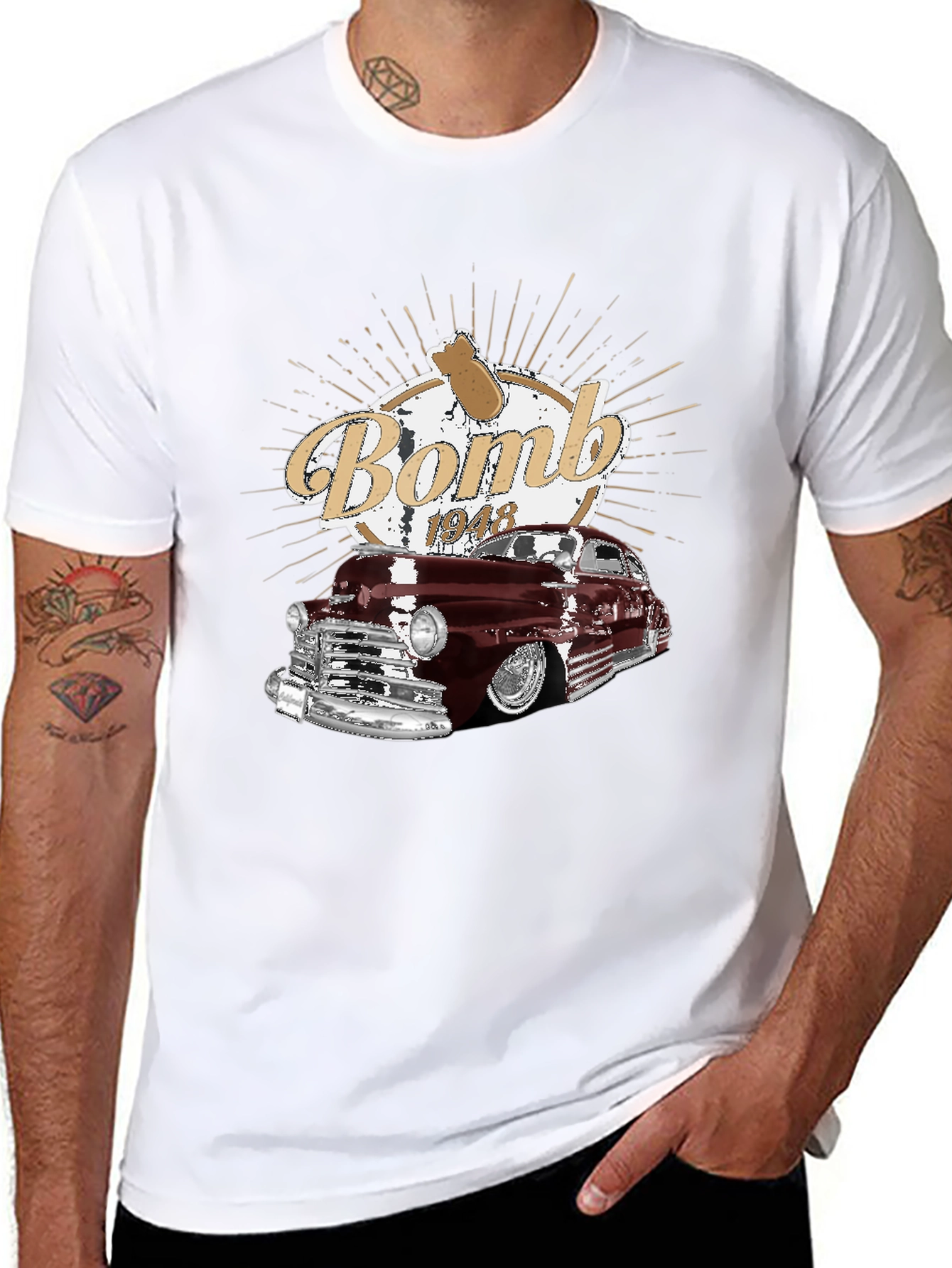 Black Bomb 1948 Car Graphic T-Shirt view 8