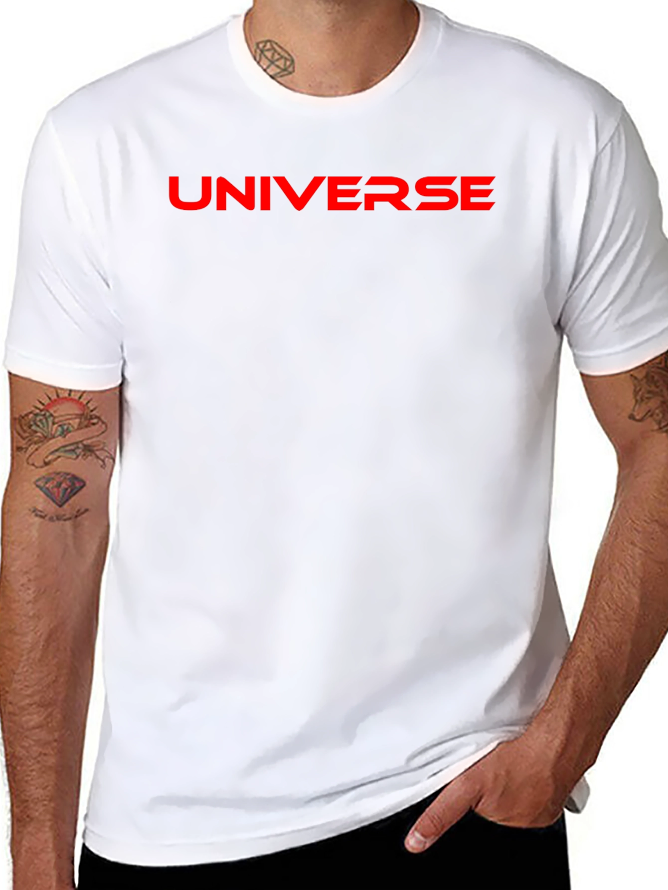 Universe Graphic T-Shirt - Bold Red Print on Black - 8