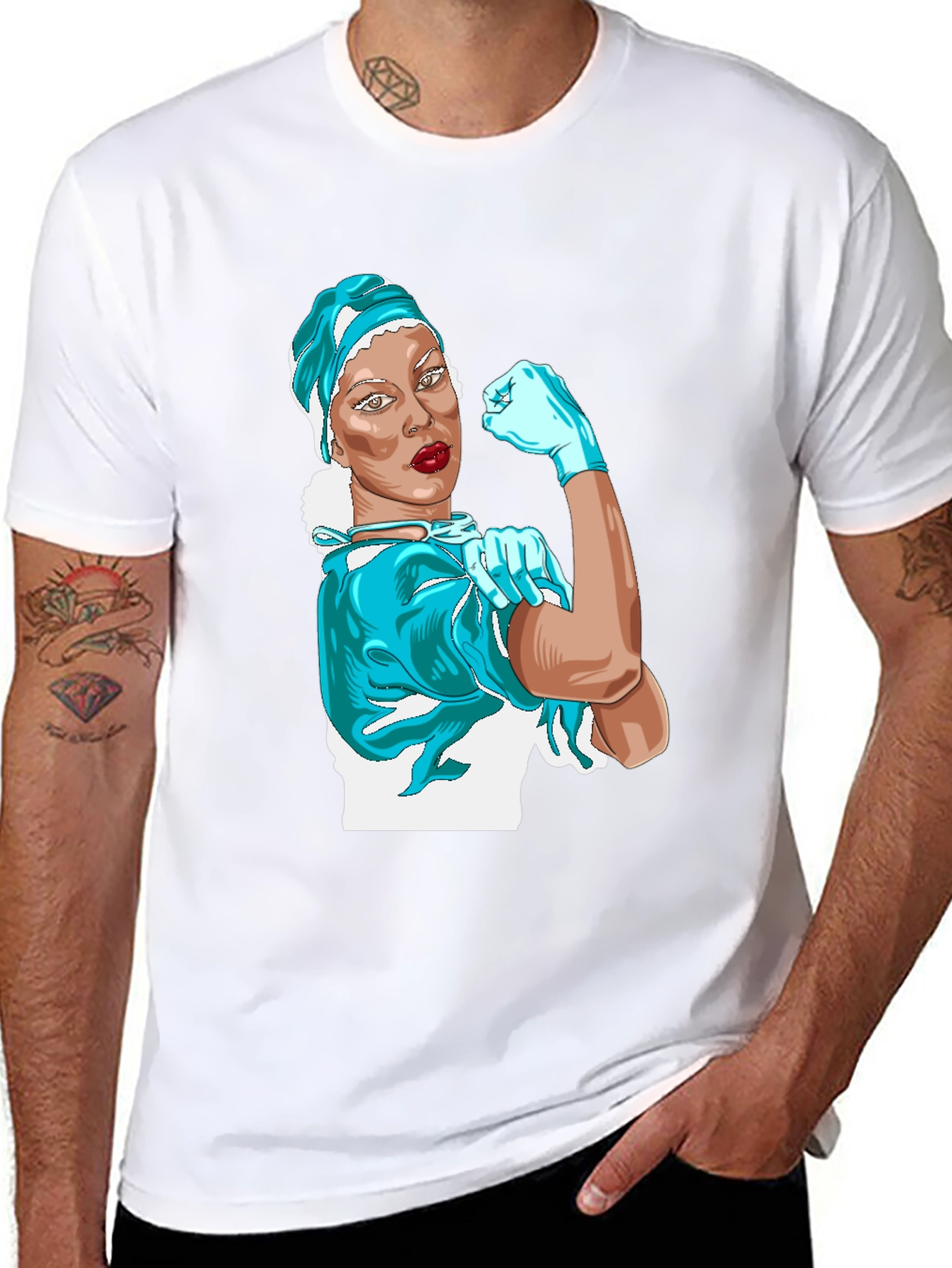 Black Feminist Doctor T-Shirt -  'We Can Do It' Design view 8