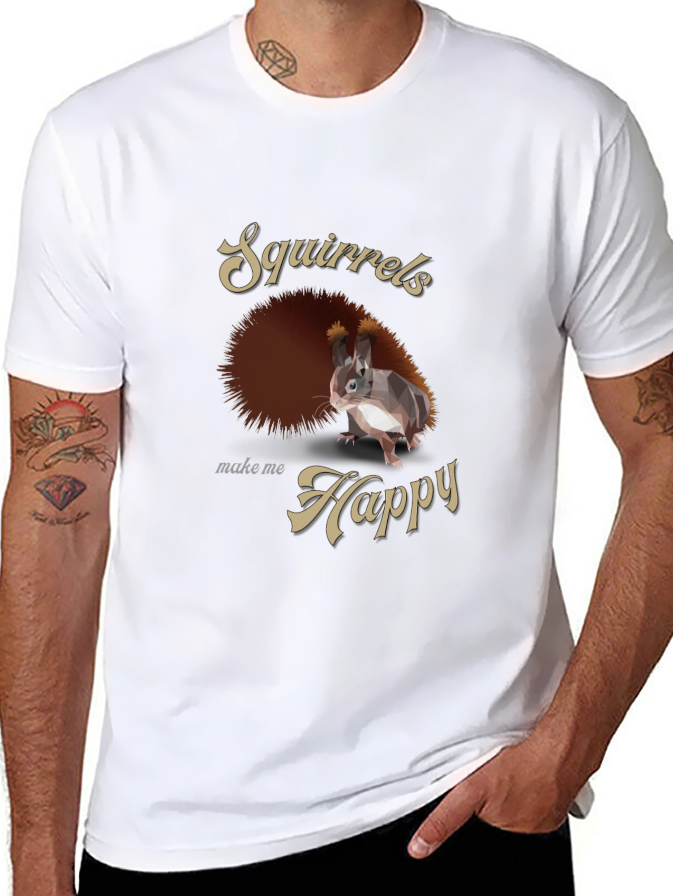 Black Squirrels Make Me Happy Graphic Tee - Casual Black T-Shirt view 8