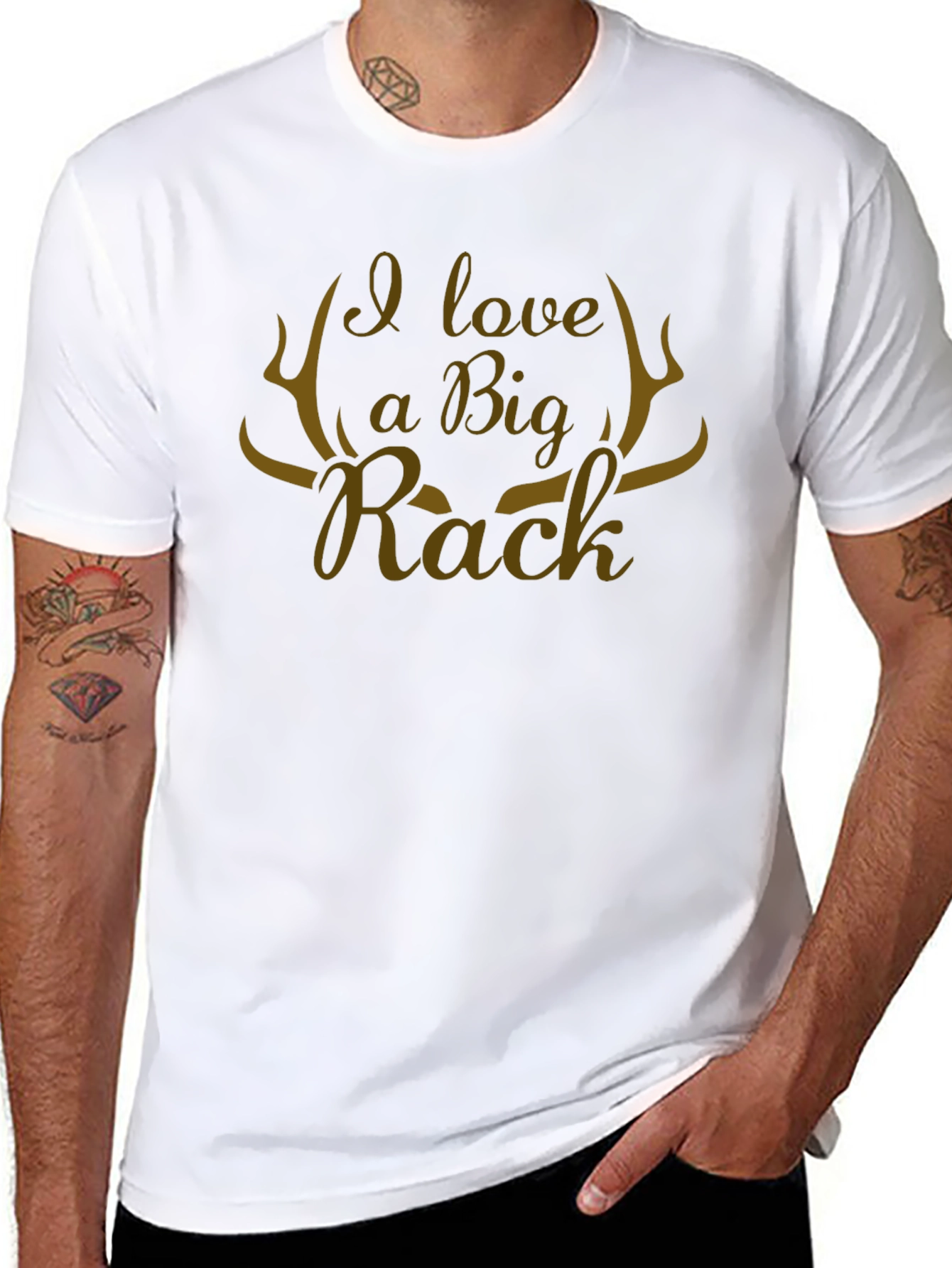 Black I Love A Big Rack Novelty Graphic T-Shirt view 8