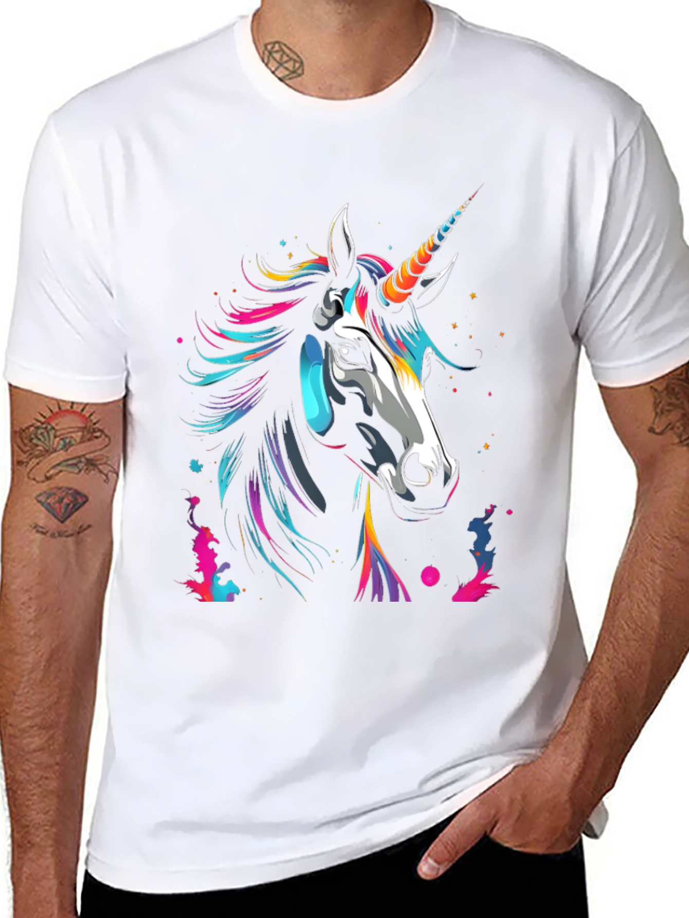 Black Unicorn Graphic Tee - Men's Black T-Shirt view 8