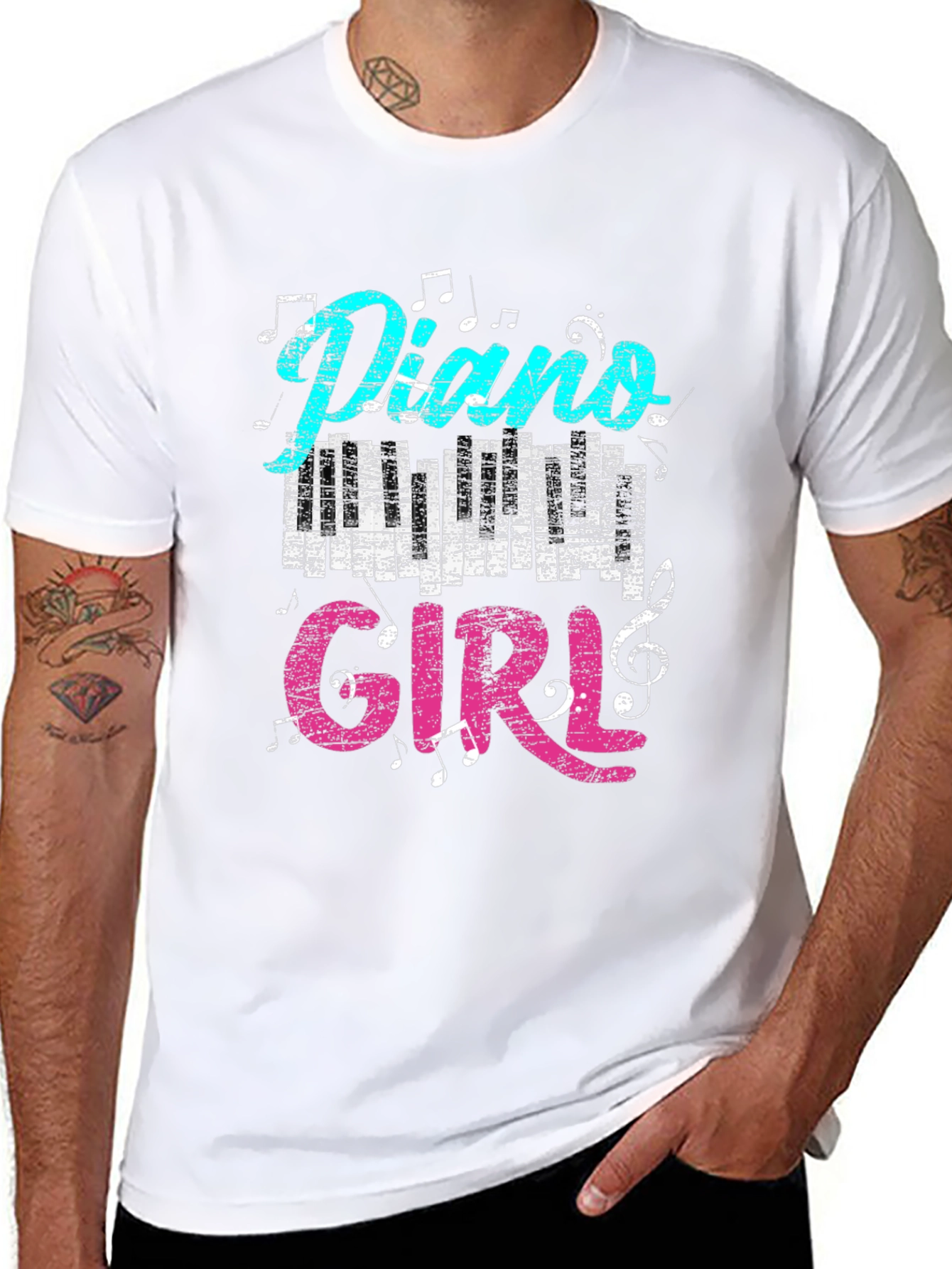 Black Piano Girl T-Shirt - Music Lover Tee view 8