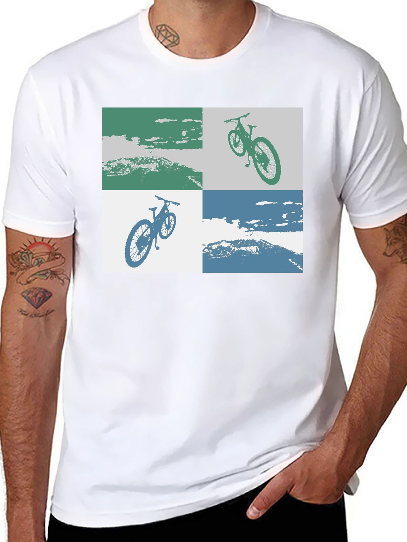 Black Mountain Bike Graphic Tee - Black Cotton T-Shirt view 8