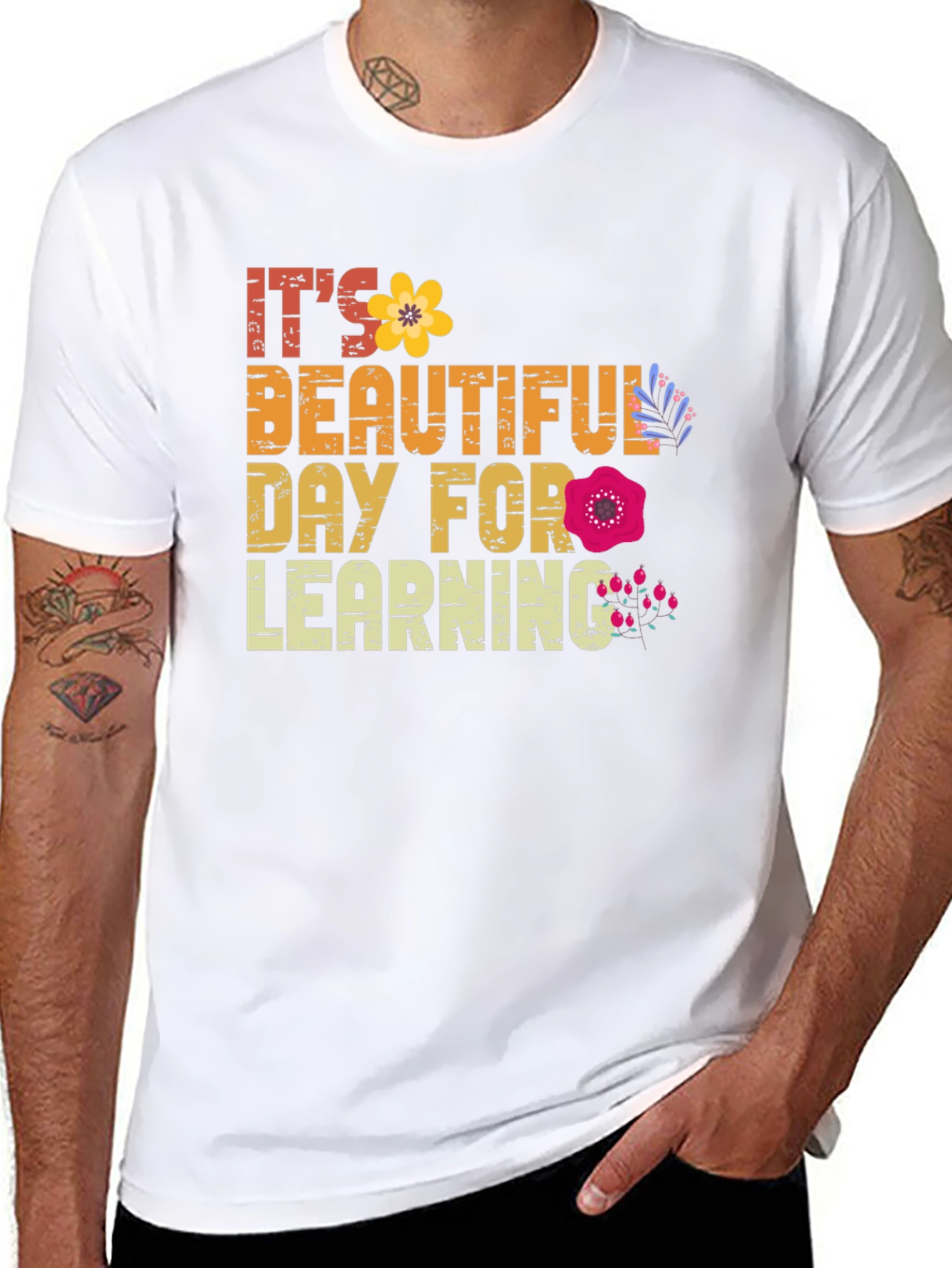 Black Beautiful Day for Learning T-Shirt view 8