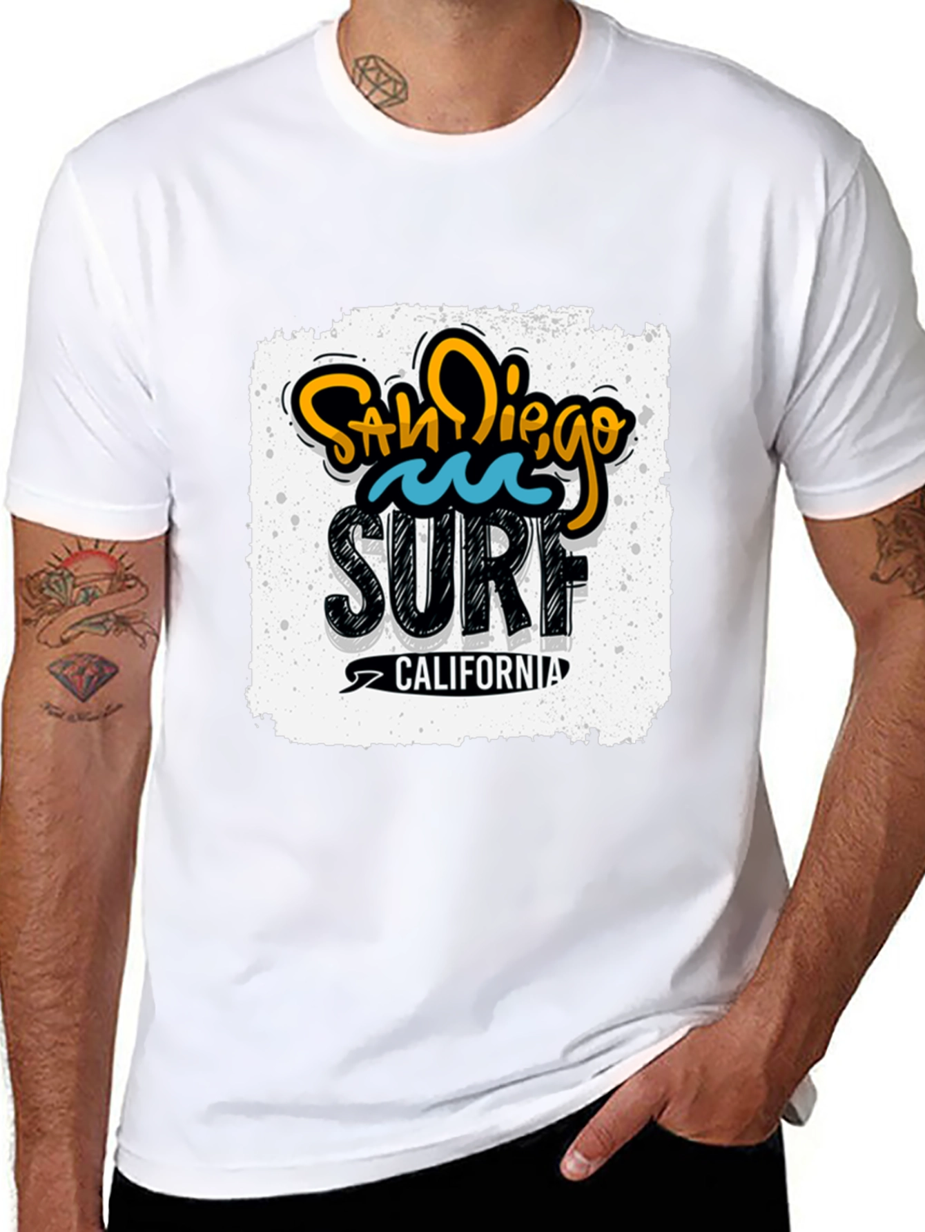 Black San Diego Surf California Graphic Tee - Black Cotton T-Shirt view 8