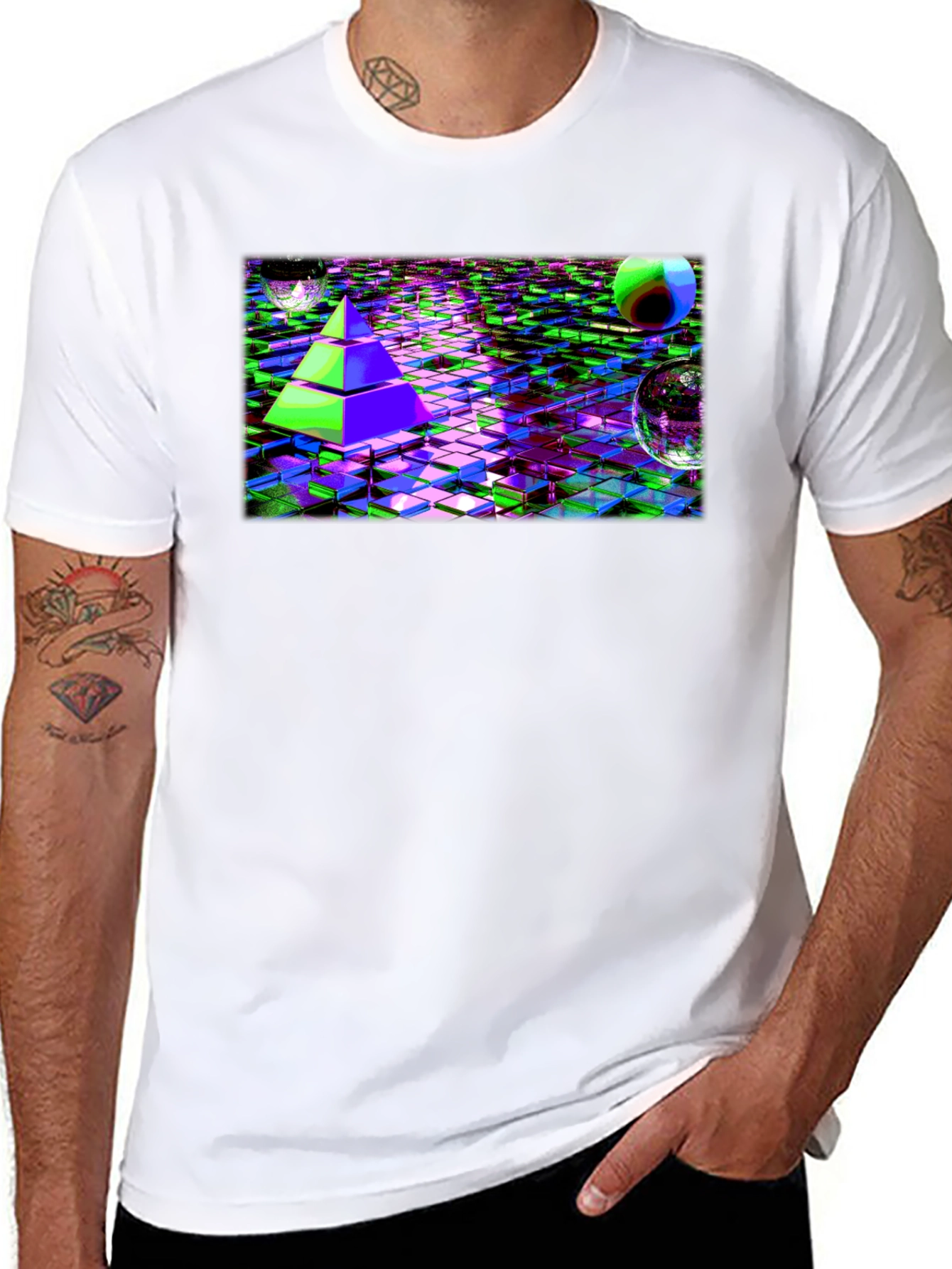 Cyber Pyramid T-Shirt: Glitch Art Tee - 8