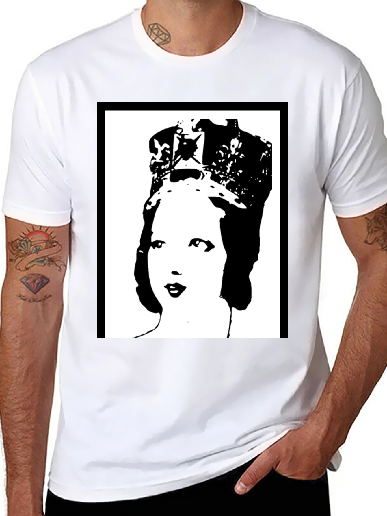 Black Queen Elizabeth Pop Art Black T-Shirt view 8
