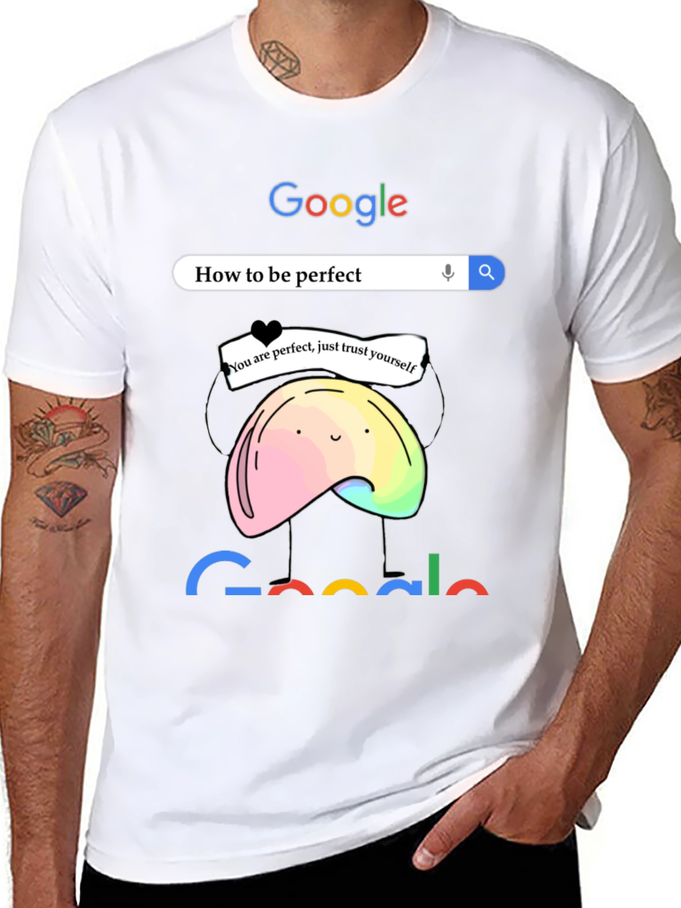 Black Funny "How to be Perfect" Google Search T-Shirt view 8