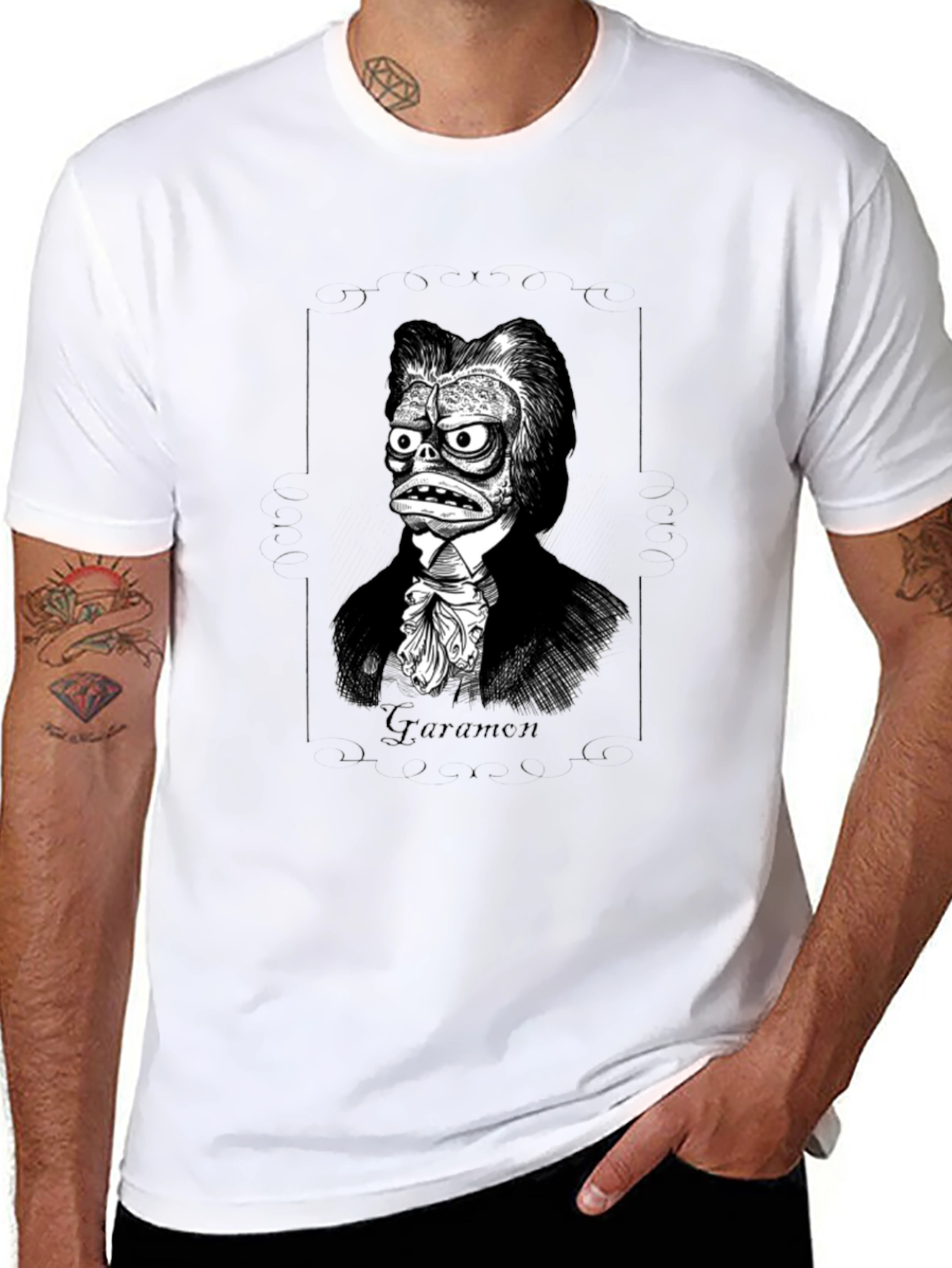 Black Guramon Character Graphic Tee - Classic Horror Style view 8