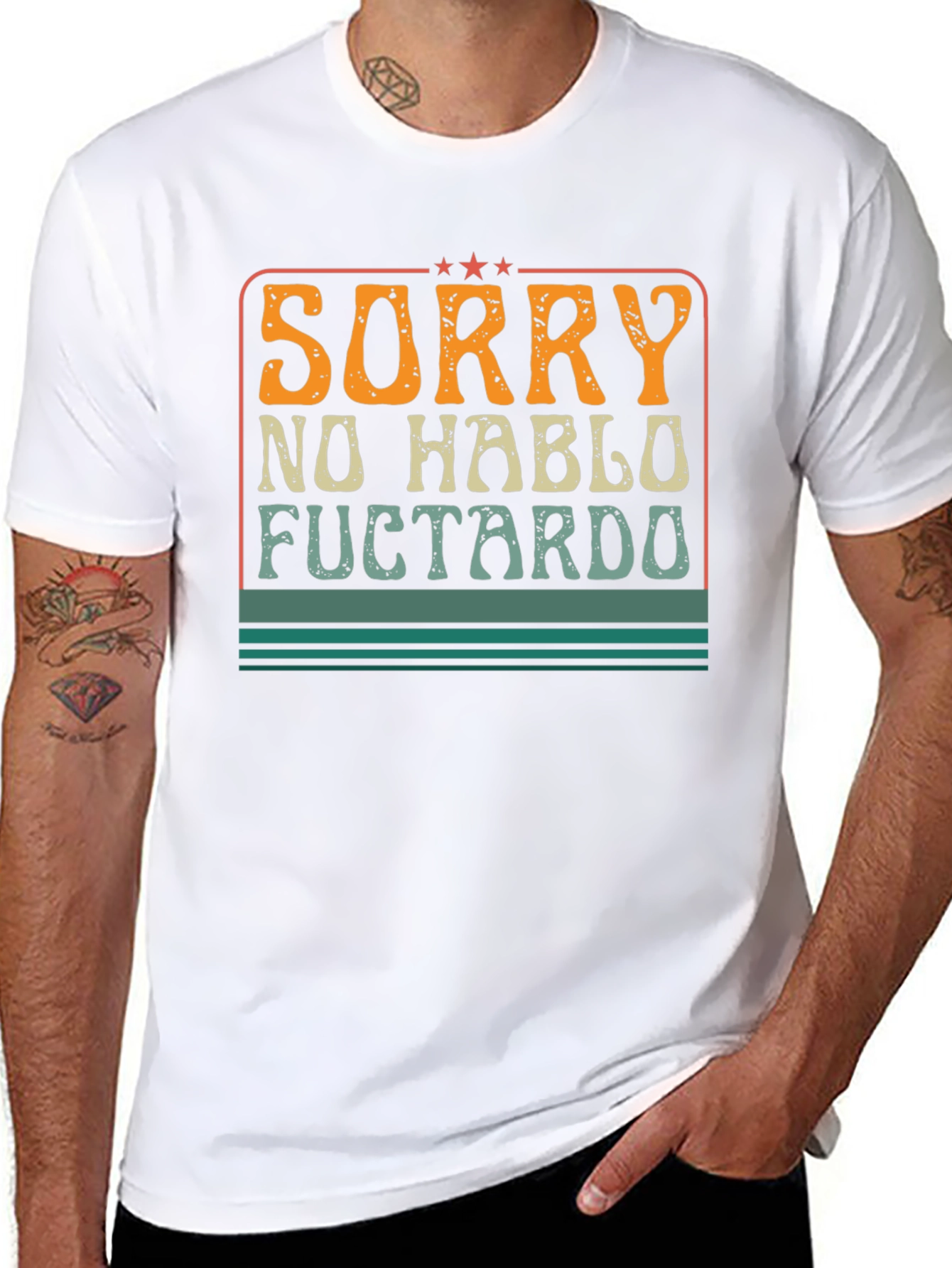 Black Sorry No Hablo Fuctardo Funny Graphic Tee view 8
