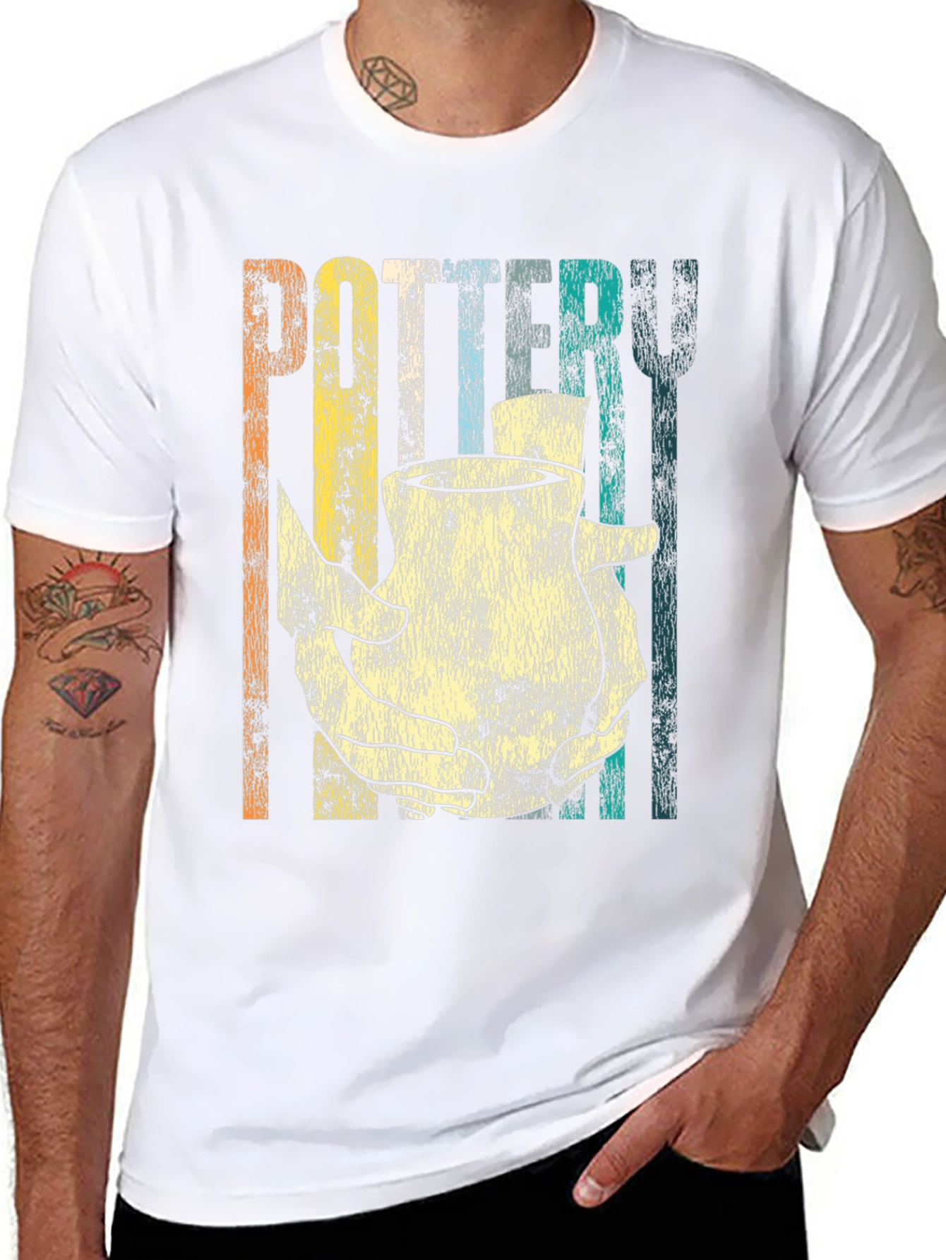 Black Retro Pottery T-Shirt for Craft Lovers view 8