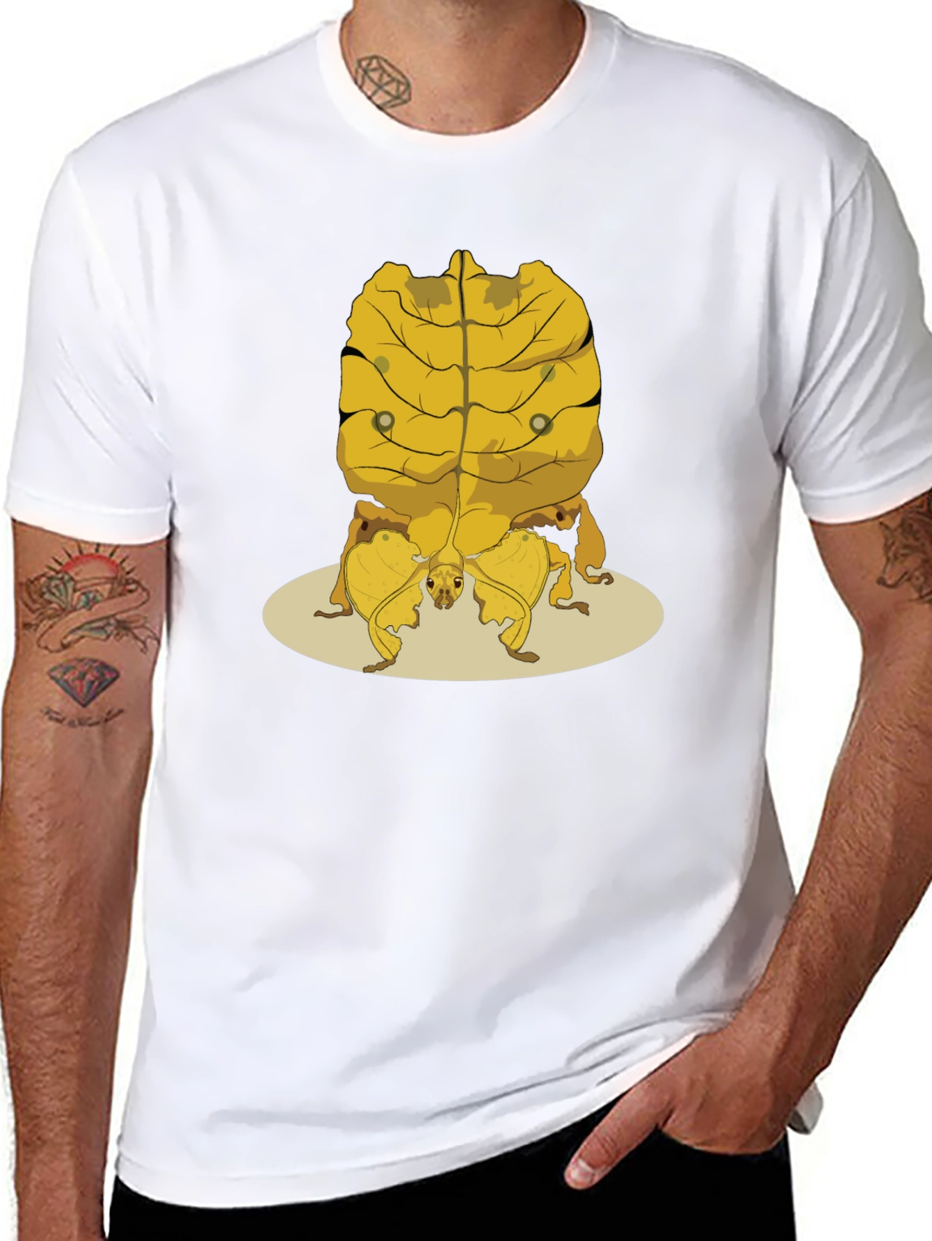 Black Leaf Insect Graphic Tee - Novelty Nature Shirt view 8