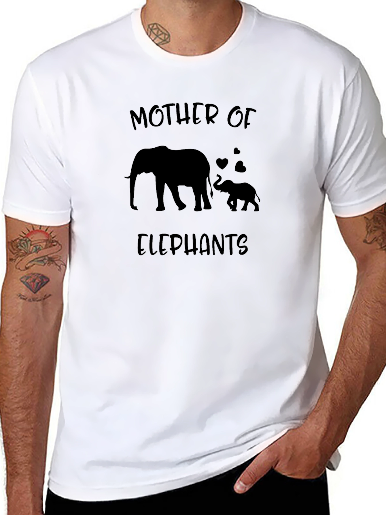 Black Mother of Elephants Graphic Tee - Black Cotton Shirt view 8