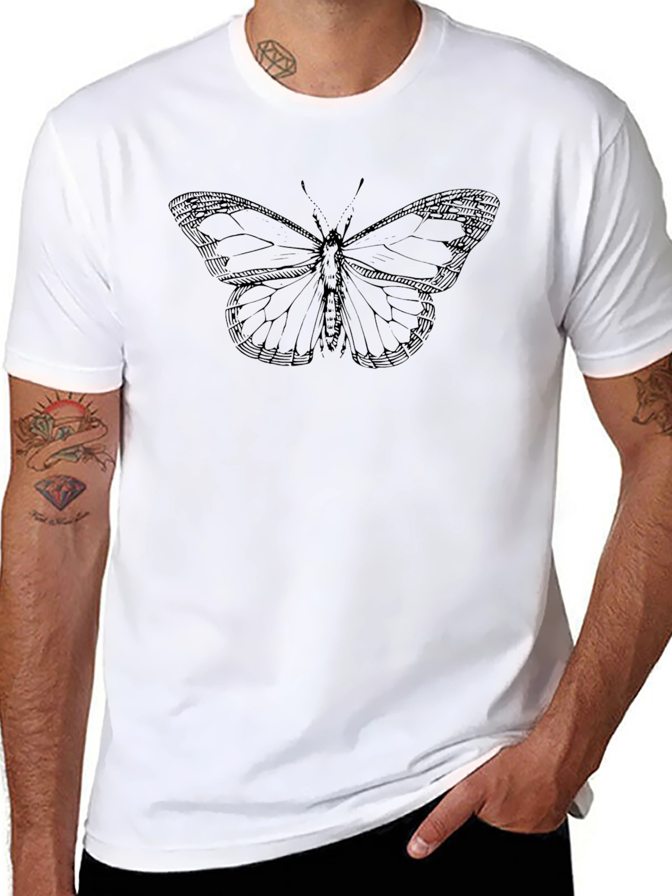 Black Black Butterfly Graphic Print T-Shirt view 8