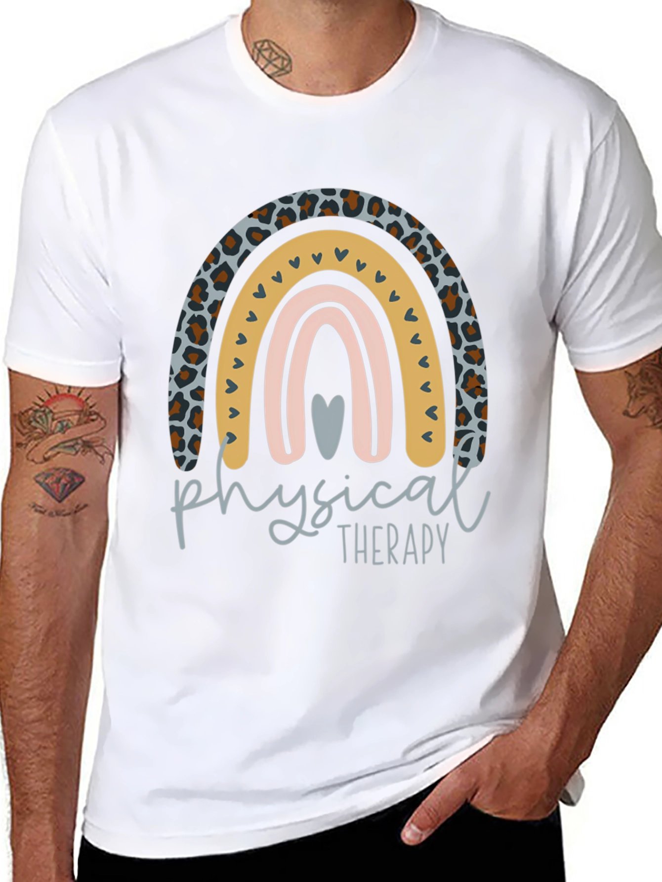 Black Physical Therapy Rainbow Graphic Tee view 8