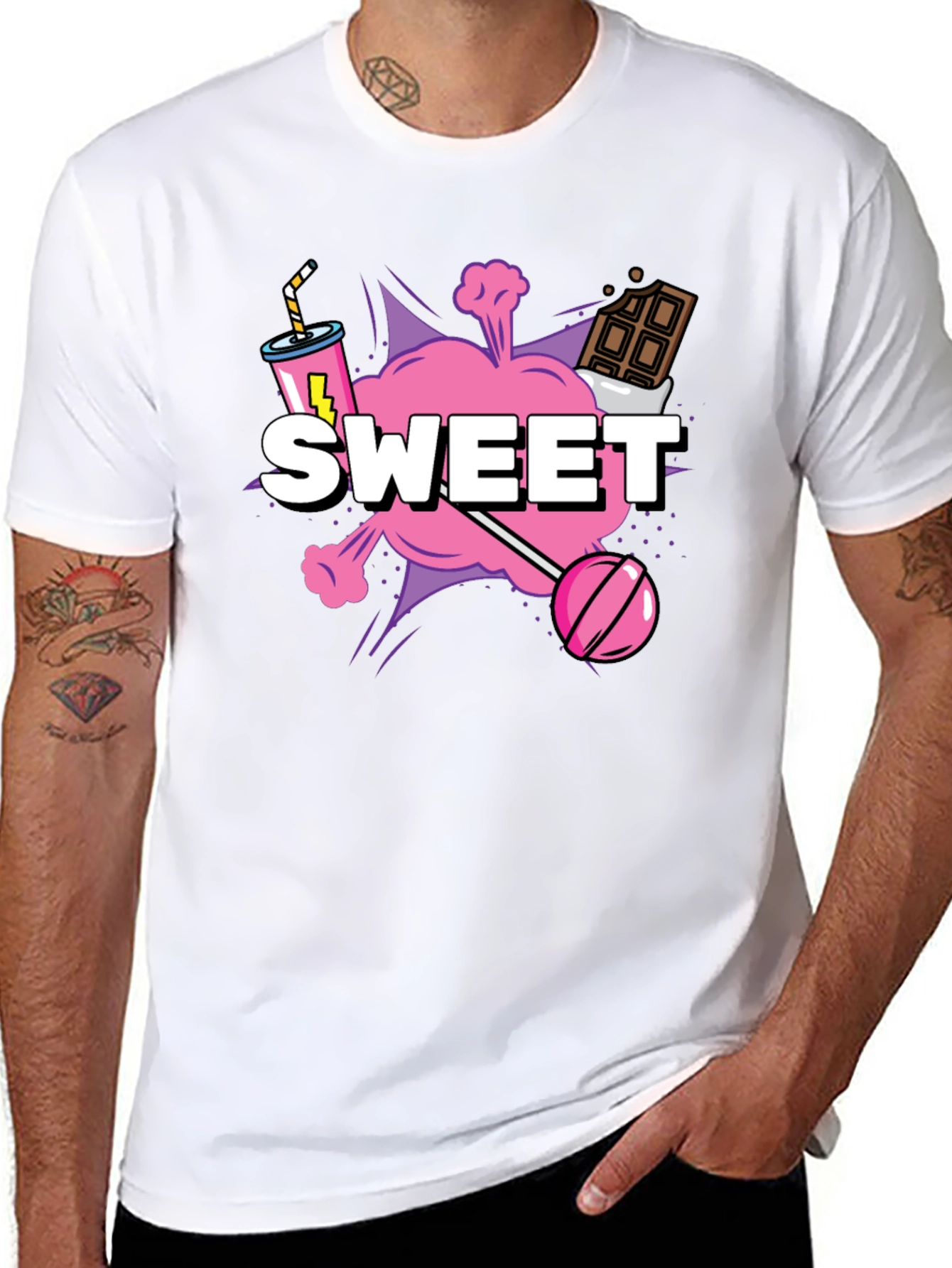 Black Sweet Treat Graphic Tee - Black Cotton T-Shirt view 8