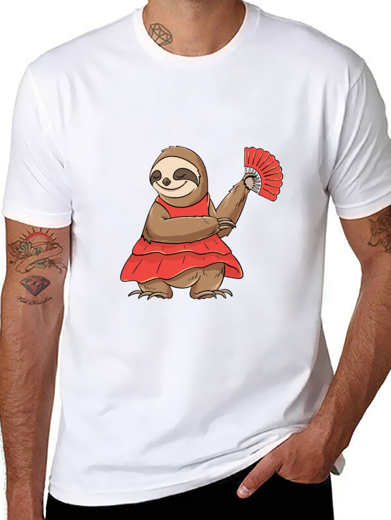 Black Sloth Flamenco Dancer Graphic T-Shirt view 8