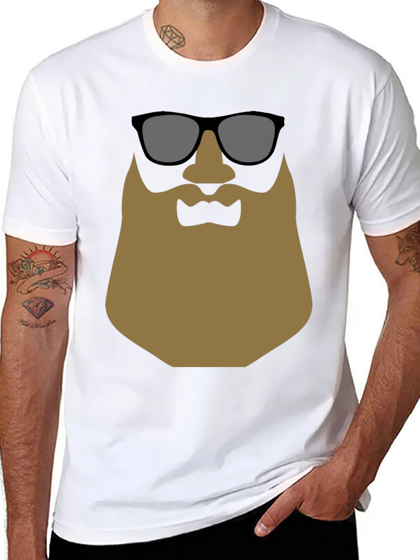 Black Cool Beard T-Shirt - Graphic Tee for Men view 8