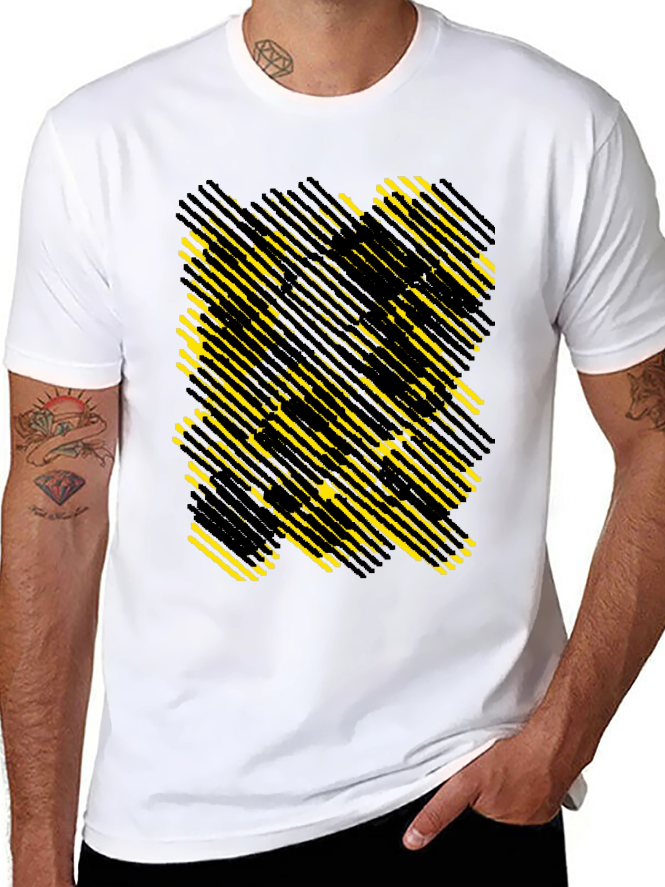 Black Abstract Geometric T-Shirt - Modern Graphic Tee view 8