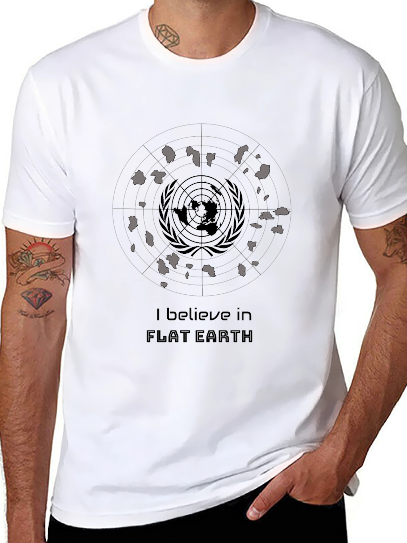 Black Flat Earth Believer Graphic T-Shirt view 8