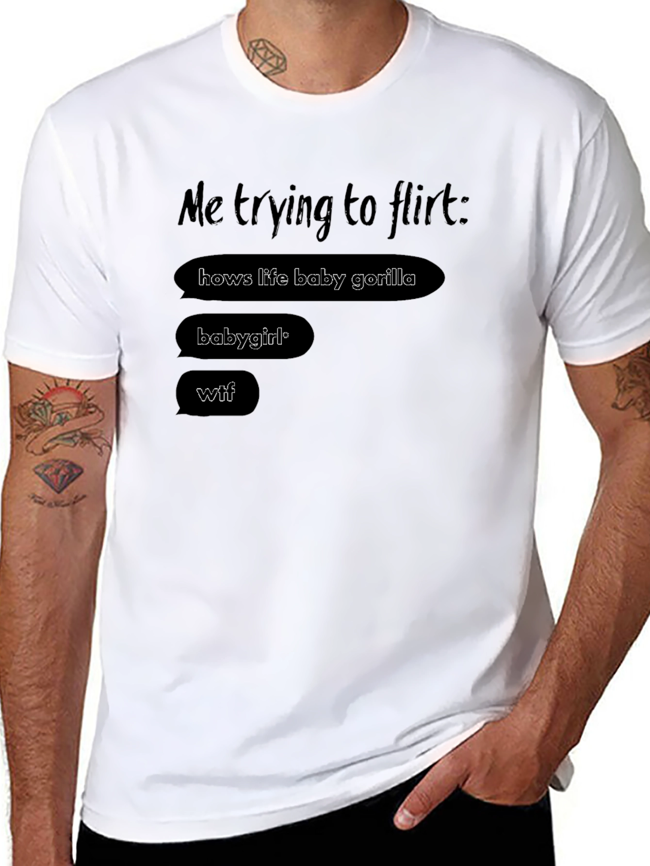 Black Funny Flirting Attempt Graphic T-Shirt view 8
