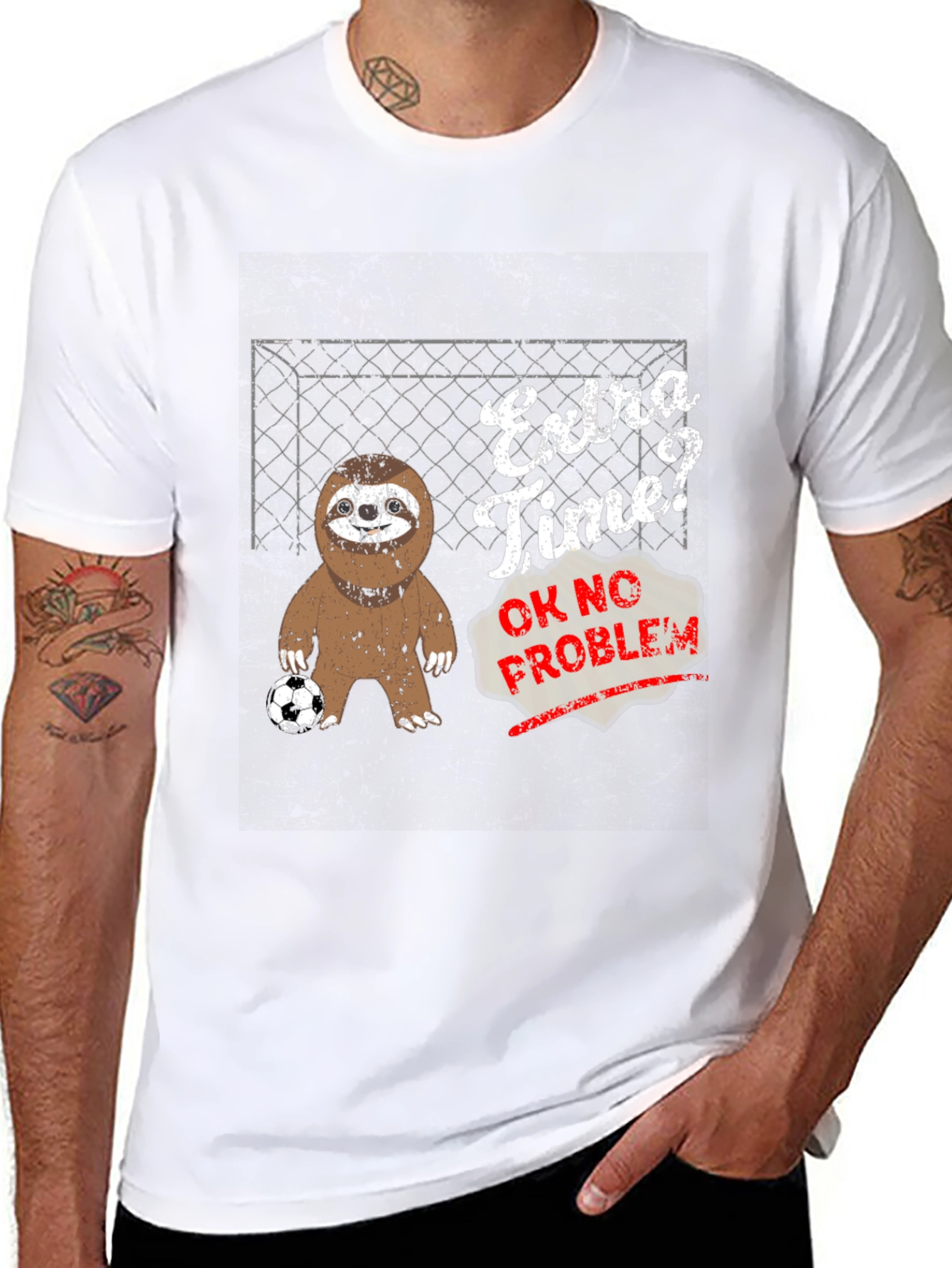 Black Extra Time? Sloth Soccer Graphic Tee view 8