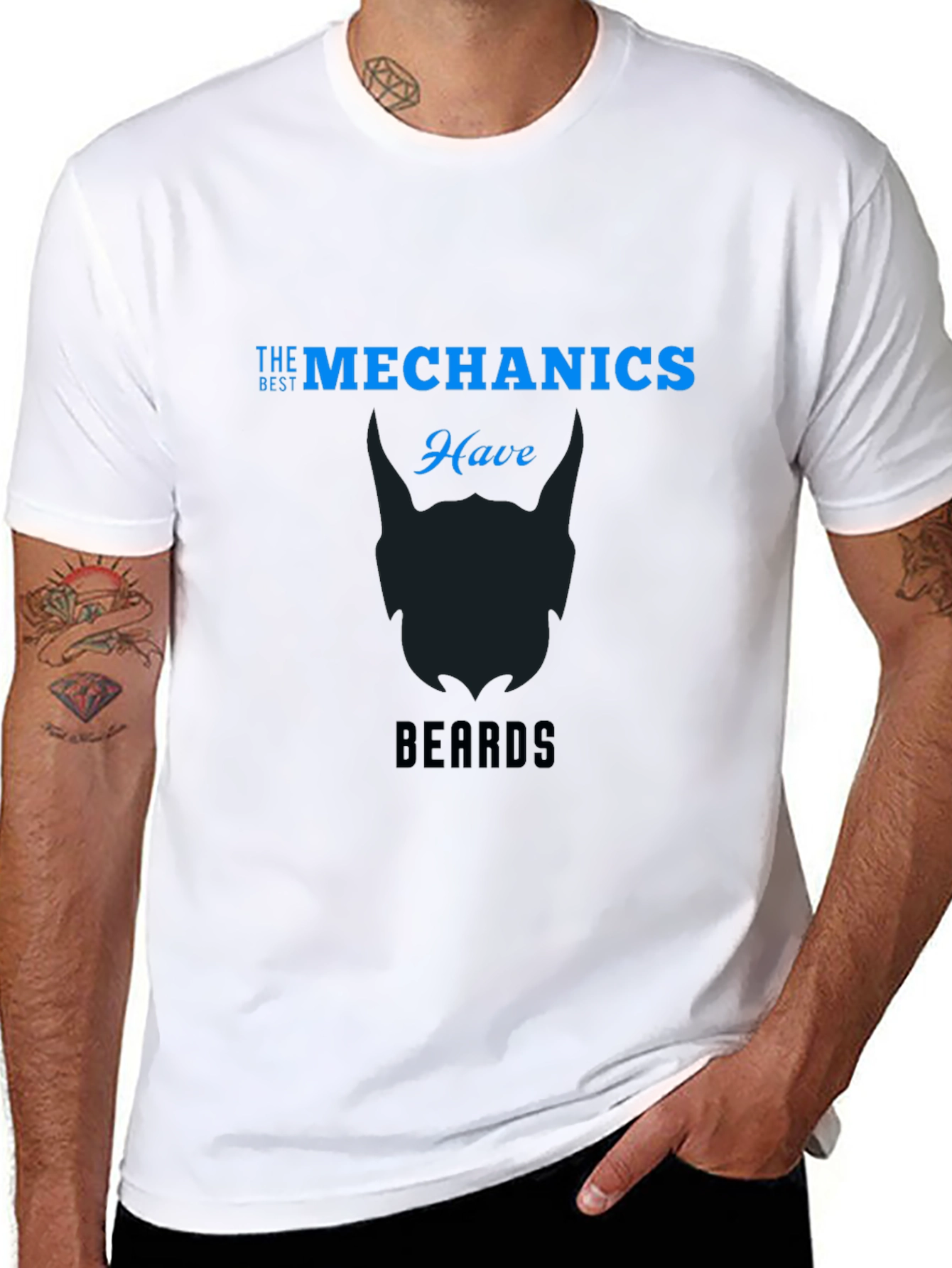 Black Mechanics with Beards Black T-Shirt view 8