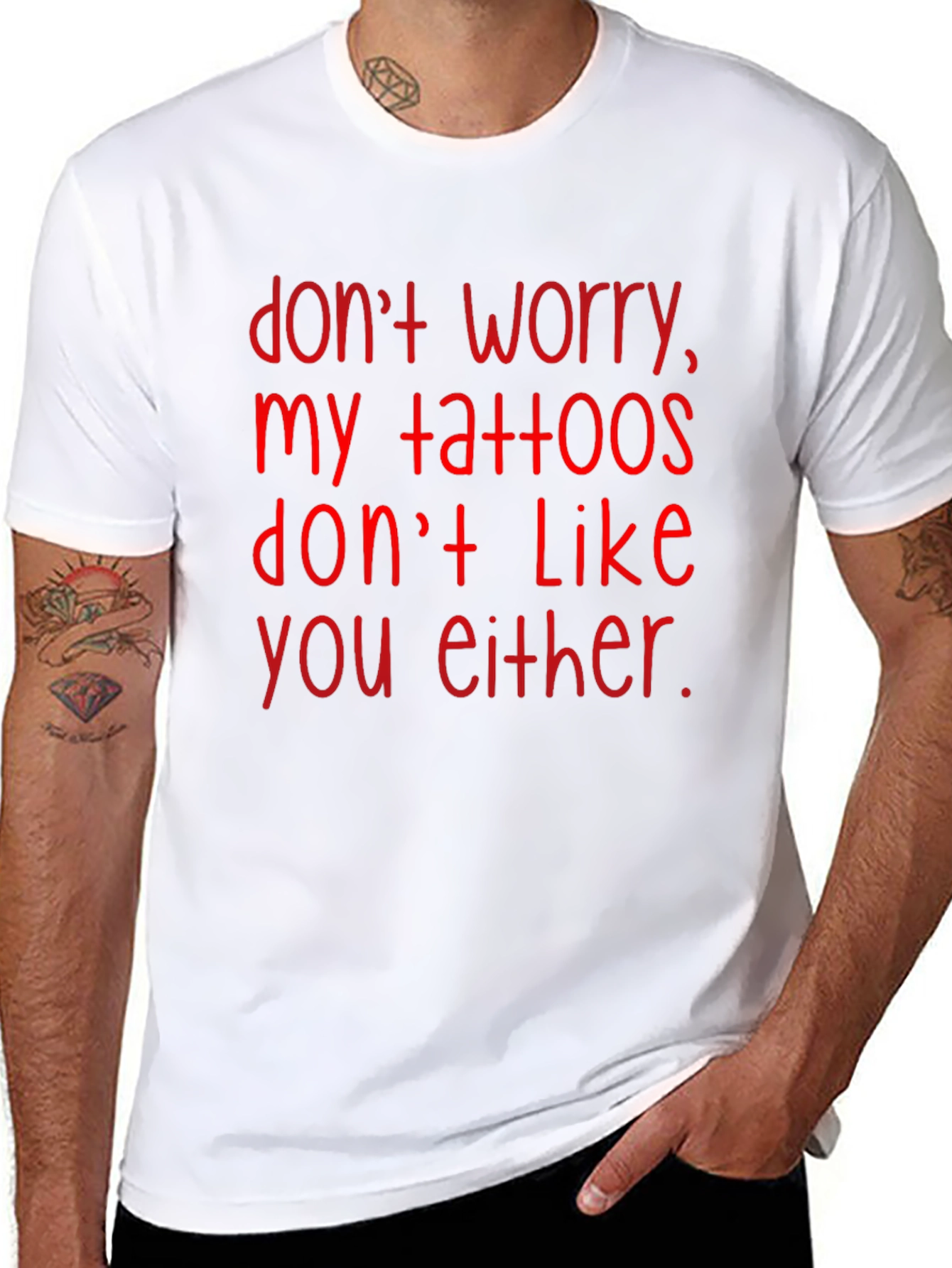 Black Funny Tattoo T-Shirt - Sarcastic Graphic Tee for Men view 8