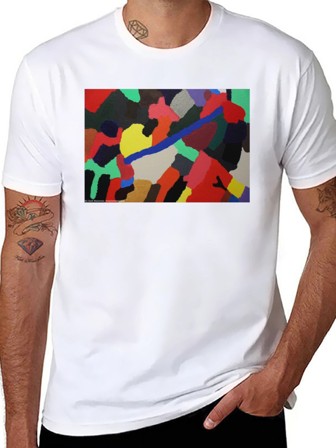 Black Abstract Art Print Black T-Shirt view 8