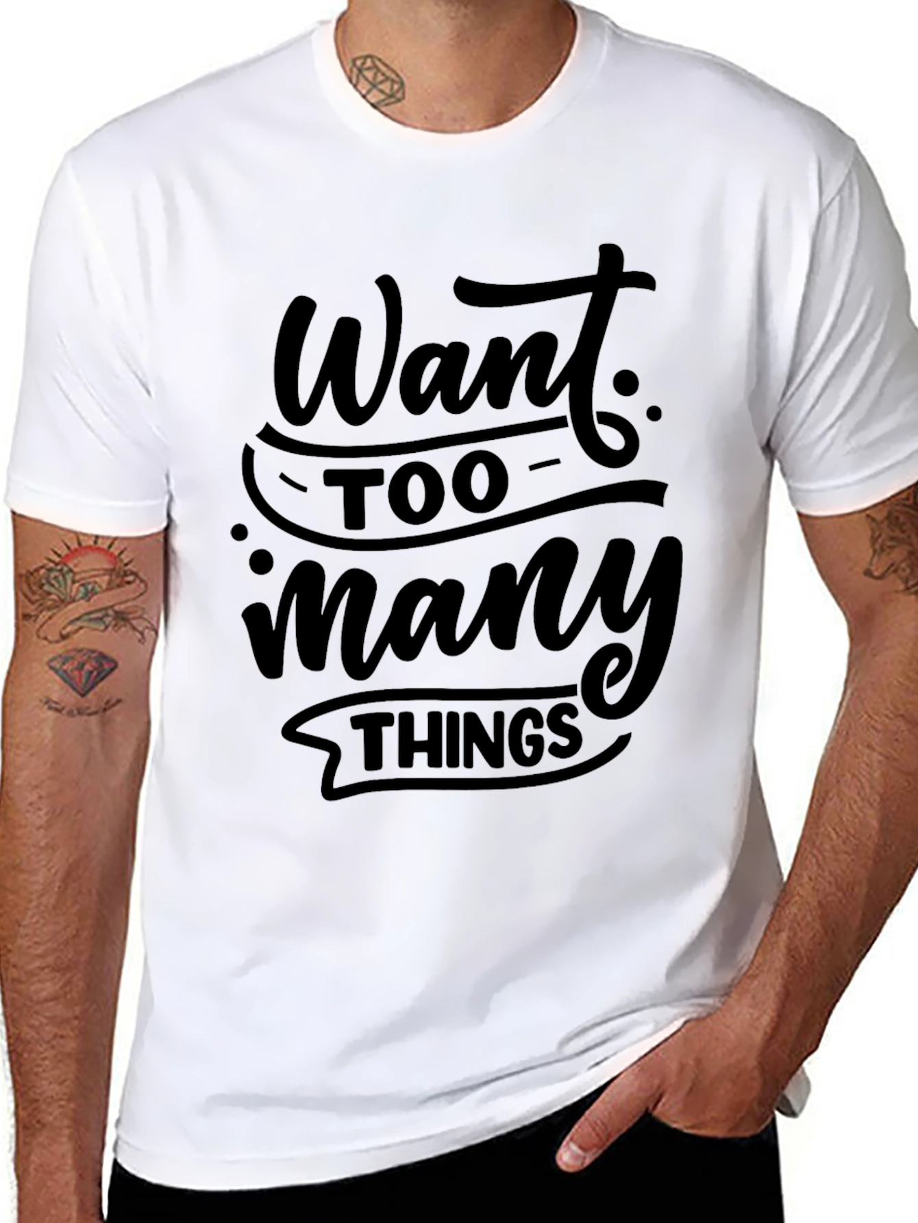 Black Want Too Many Things Black T-Shirt view 8
