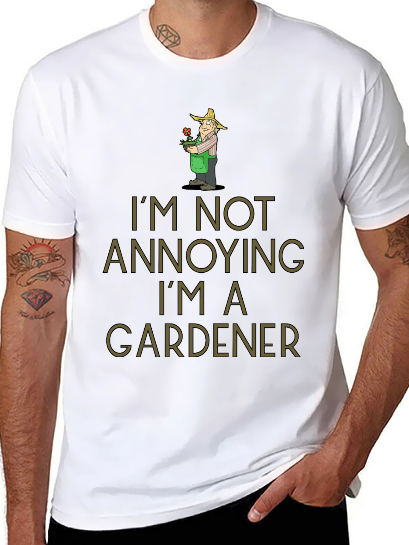 Black Gardener Humor T-Shirt - I'm Not Annoying view 8