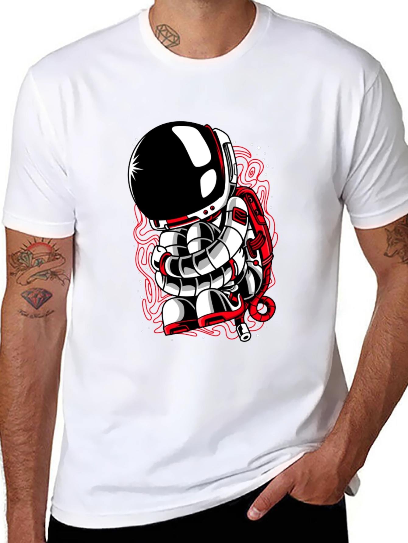 Black Astronaut Graphic Tee - Unique Spaceman Design view 8
