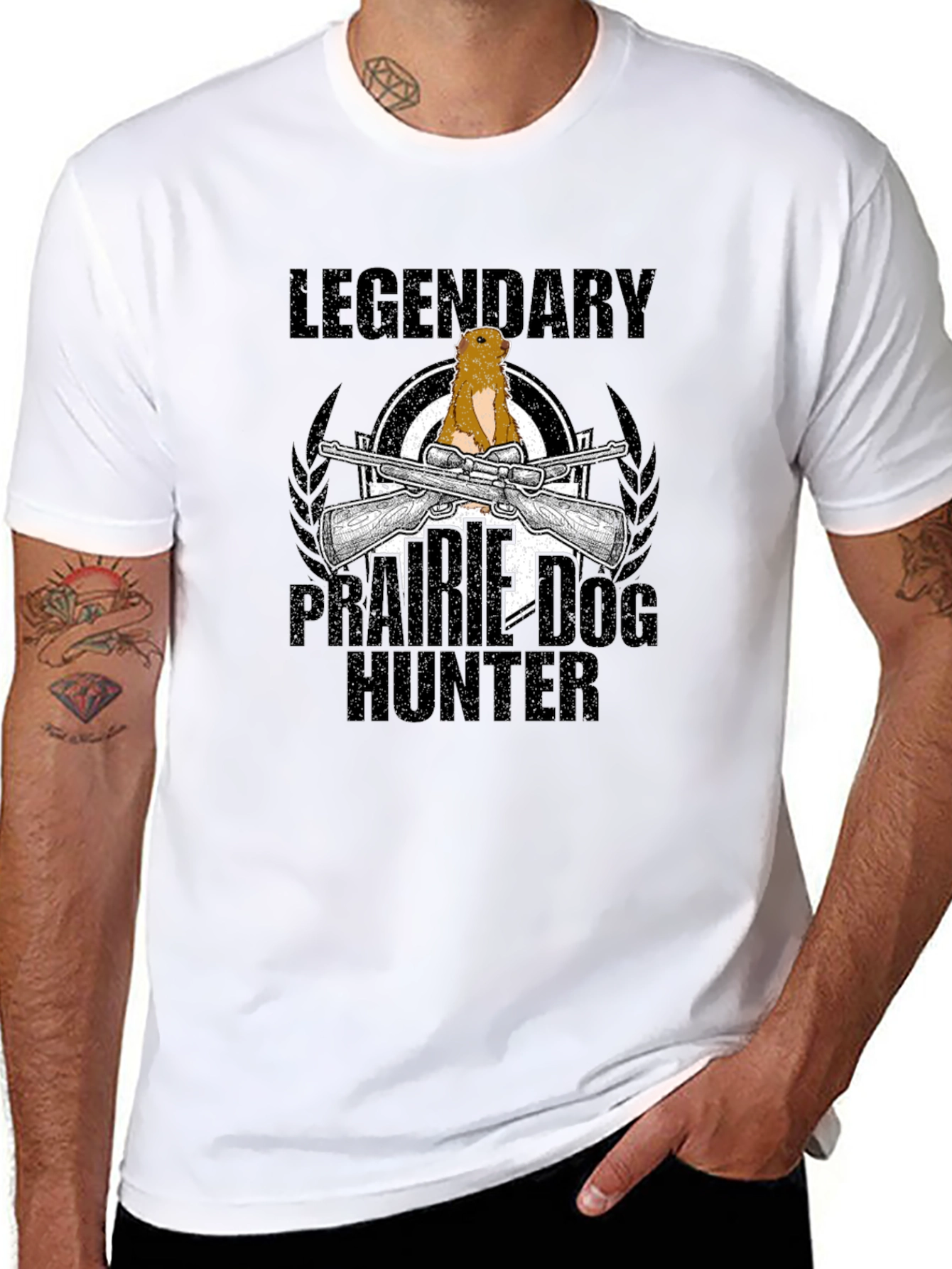 Black Legendary Prairie Dog Hunter Black T-Shirt view 8