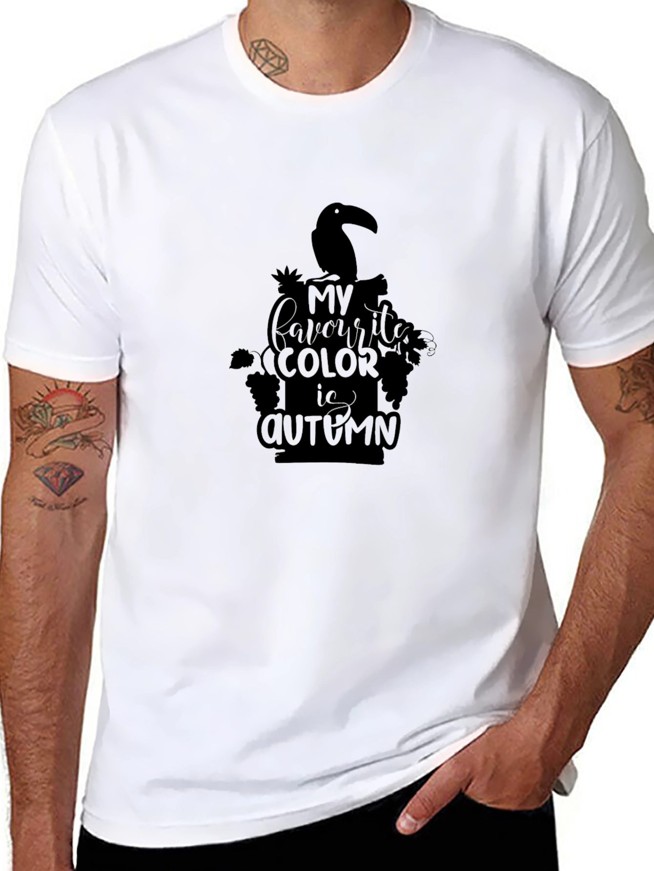 Black Autumn Color T-Shirt - Toucan Design view 8