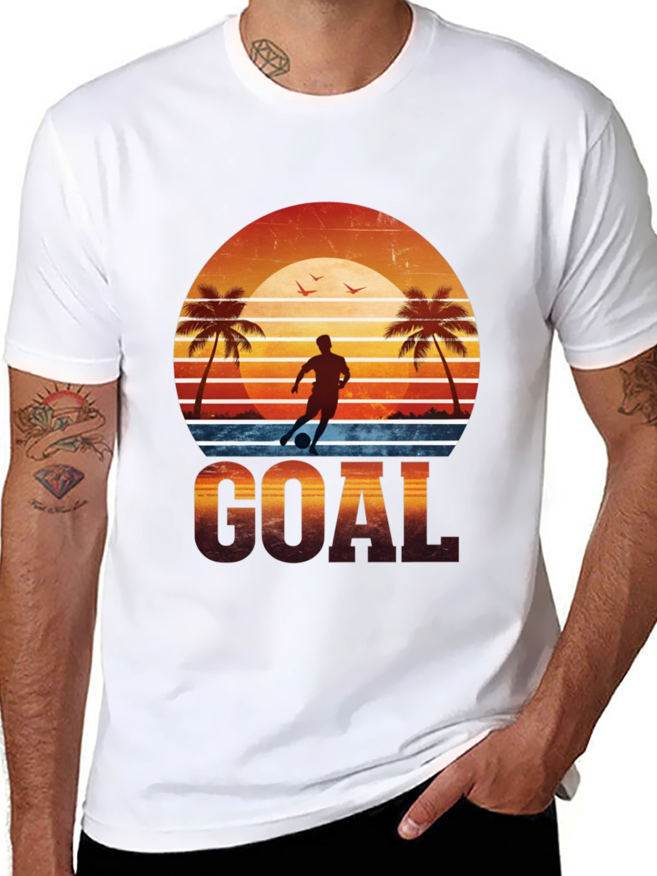 Black Goal Graphic Tee - Soccer Beach Design view 8