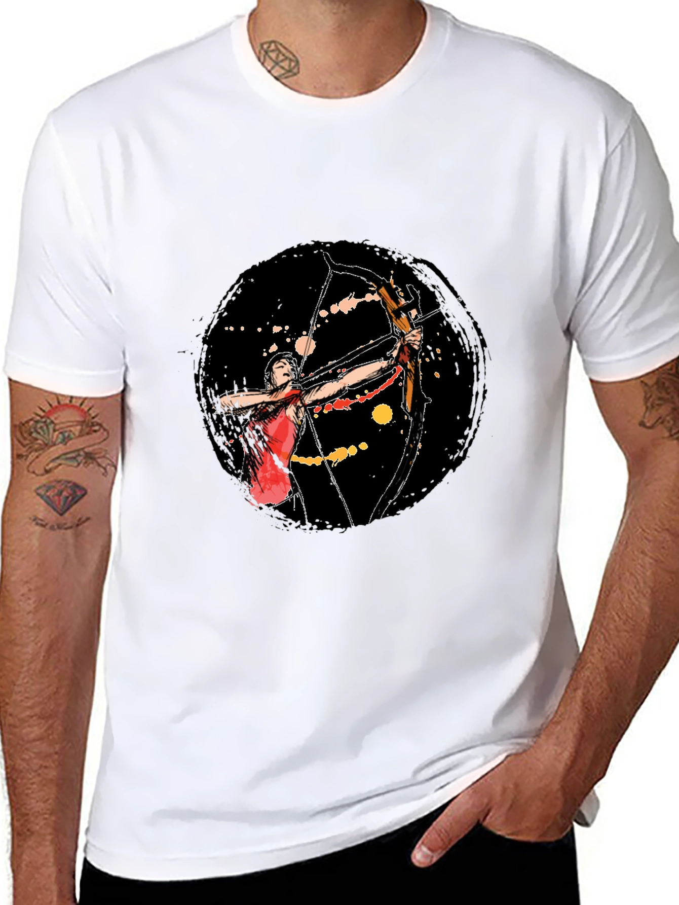 Black Archery T-Shirt: Black Cotton Archer Tee view 8