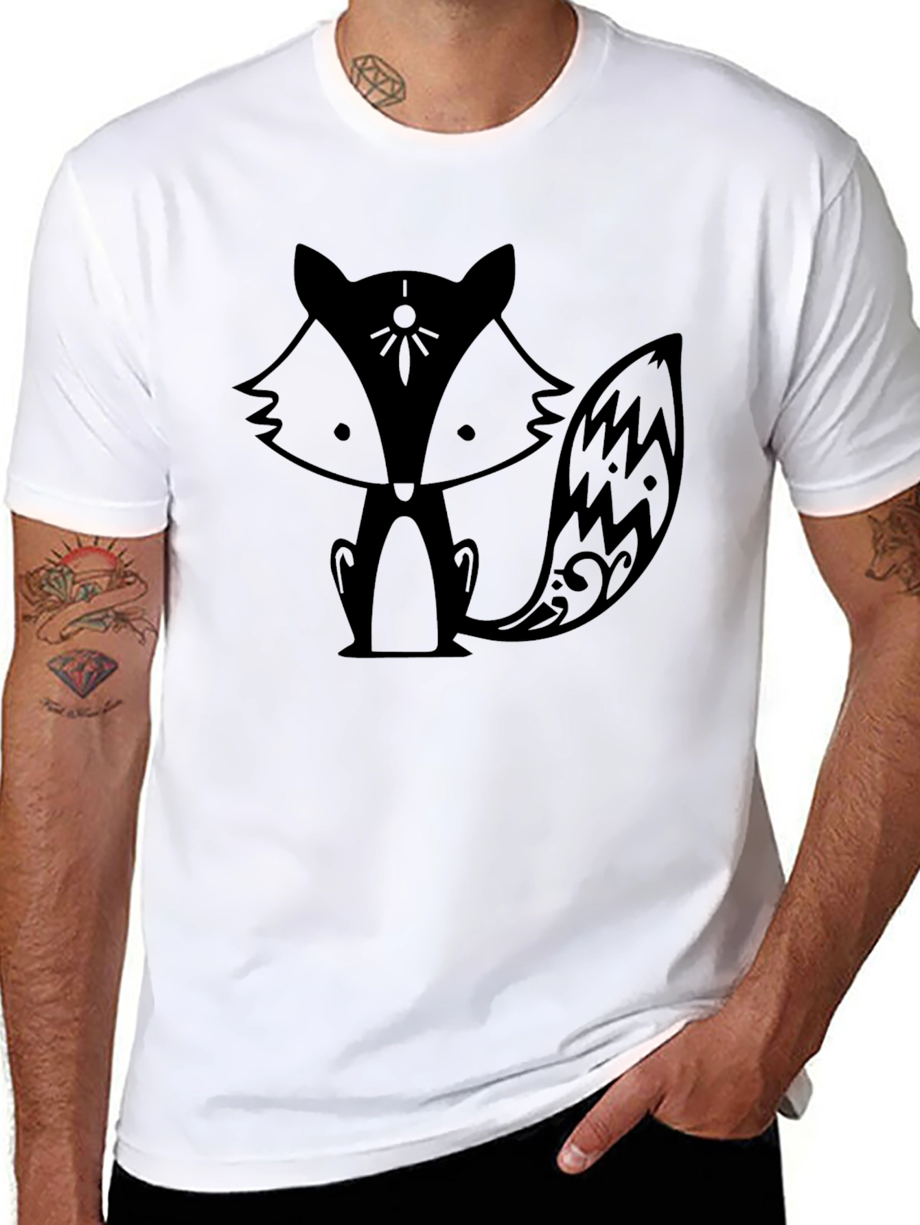 Black Fox Graphic Print Black T-Shirt view 8
