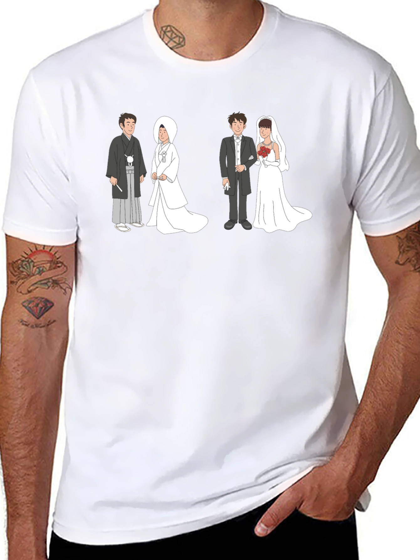 Black Wedding Couple Graphic Tee - Unique Design view 8