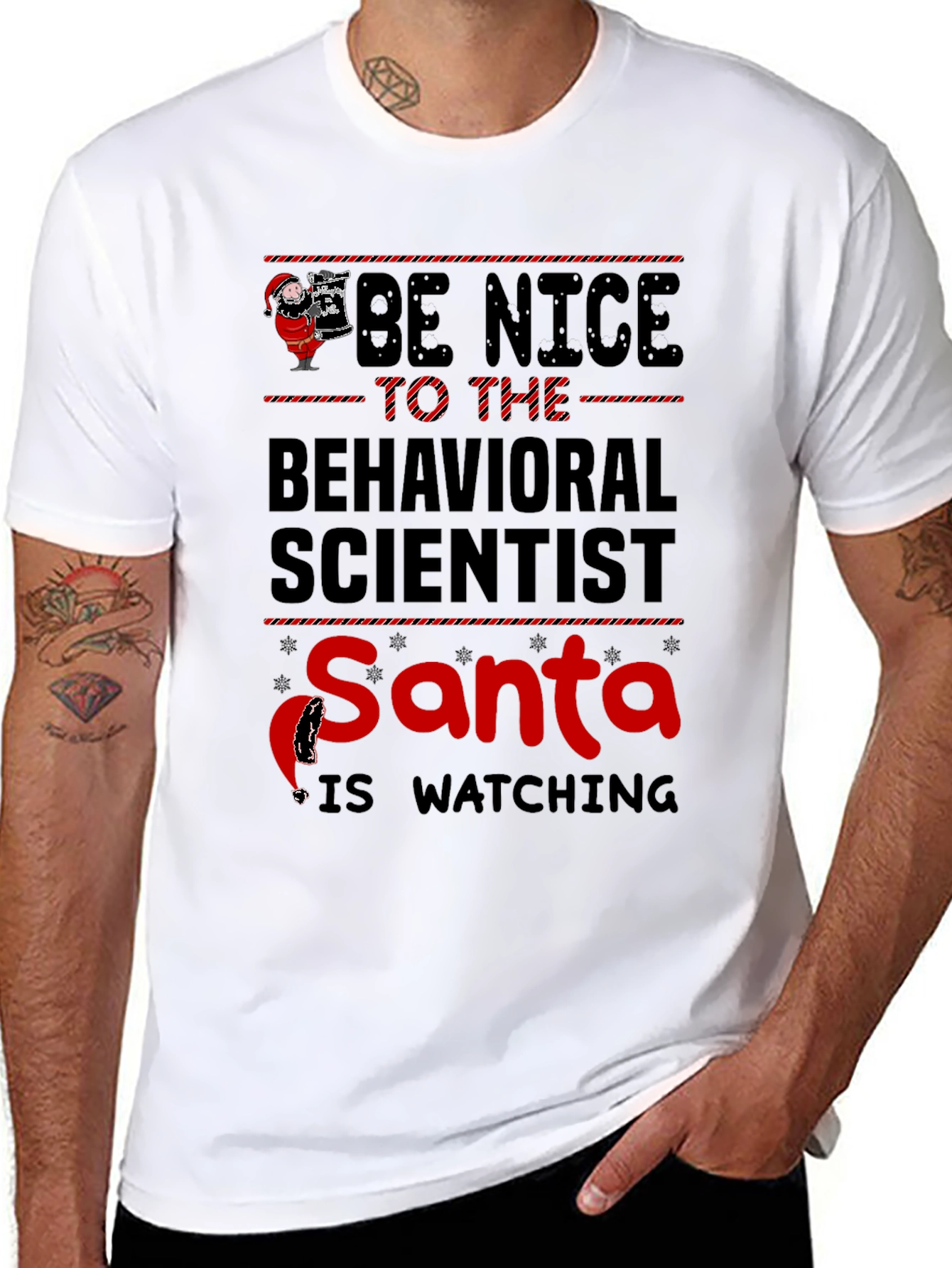 Black Be Nice To The Behavioral Scientist Santa T-Shirt view 8