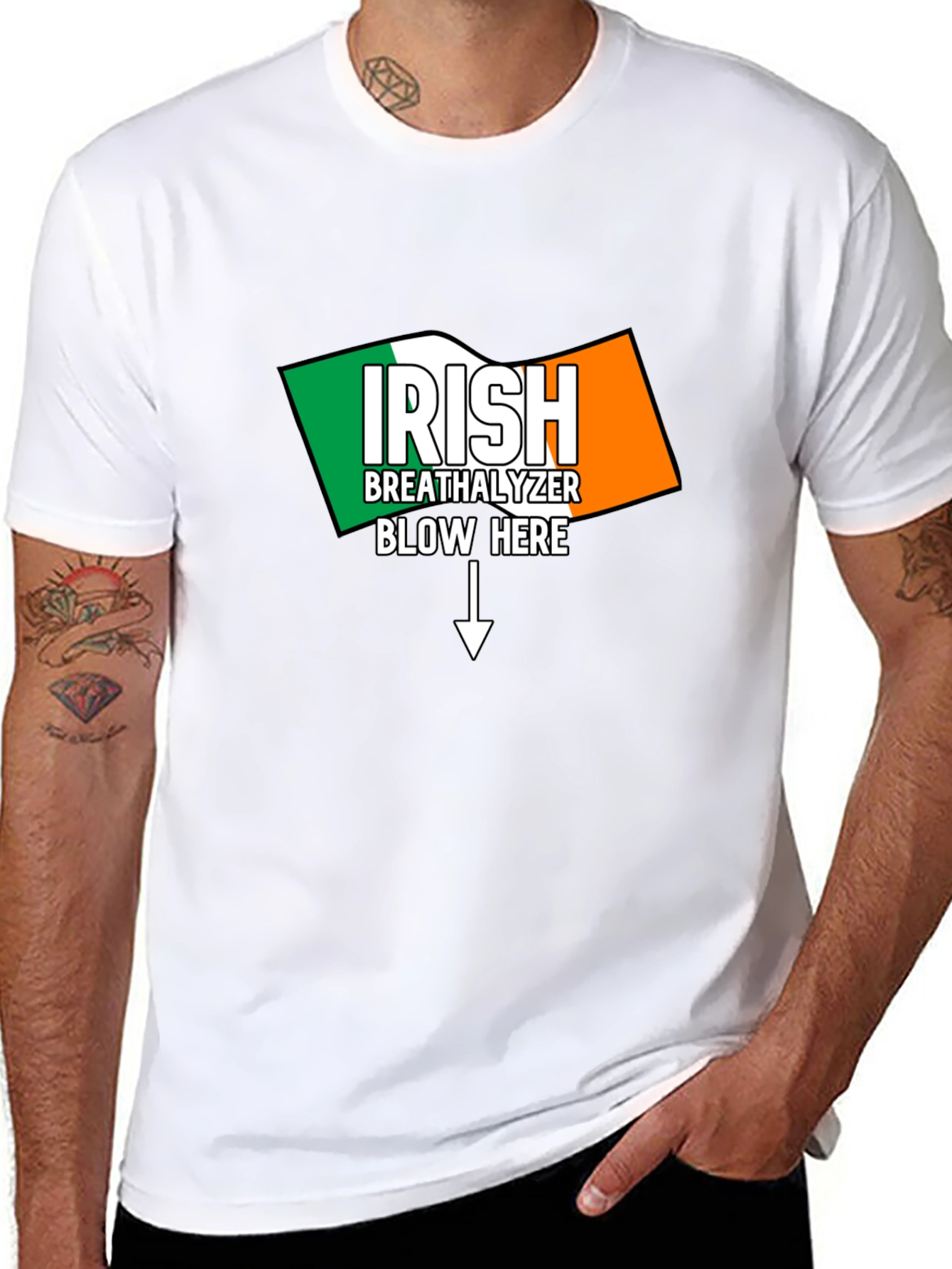 Black Irish Breathalyzer Blow Here T-Shirt view 8