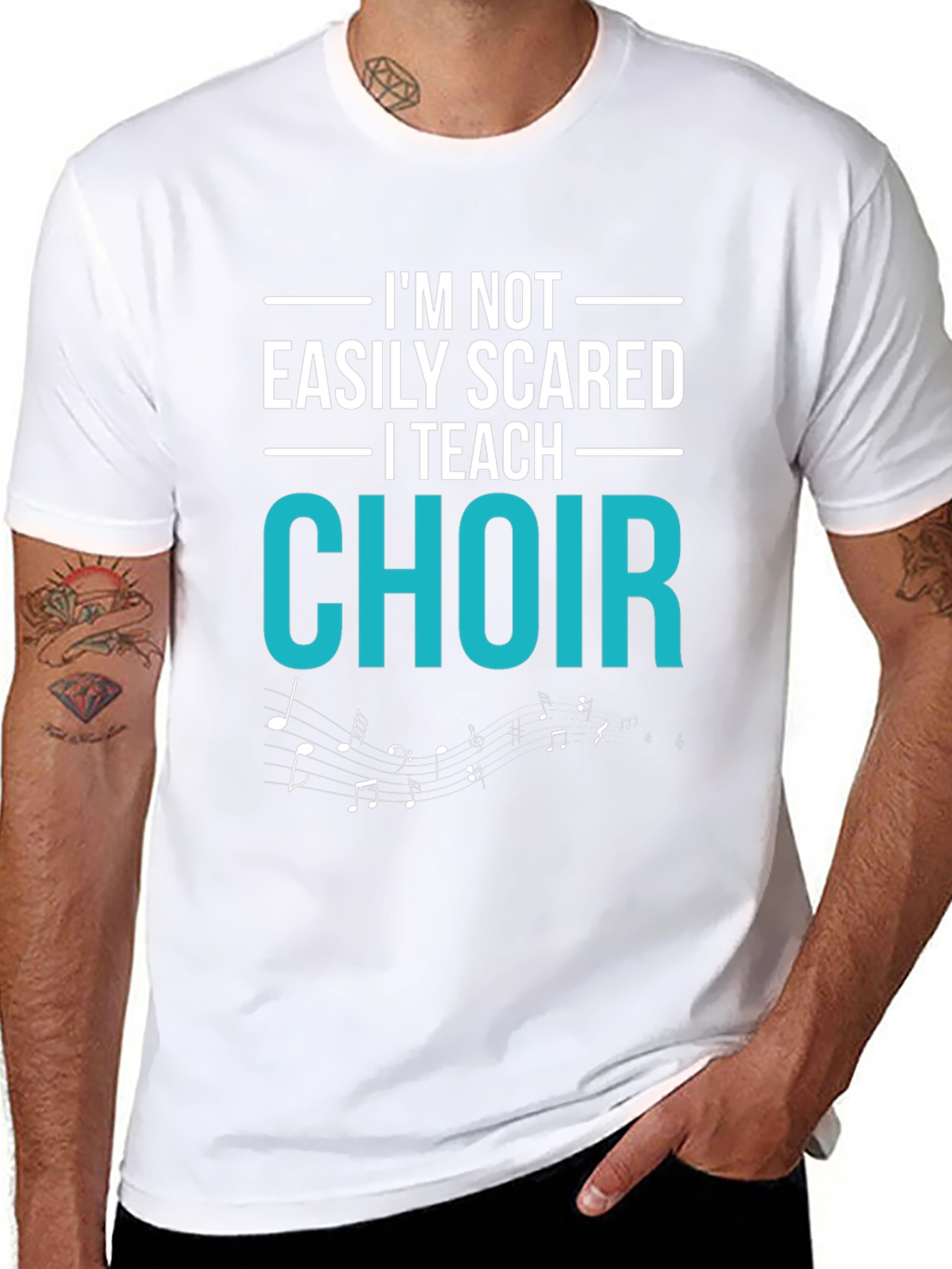 Black Choir Teacher T-Shirt - I'm Not Easily Scared view 8