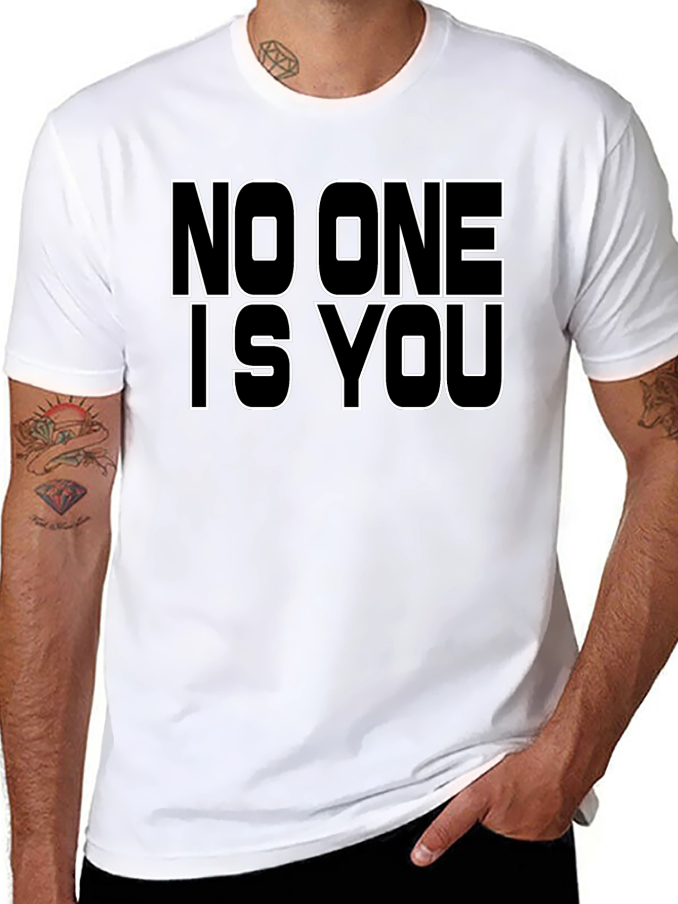 Black No One Is You Graphic Tee - Black view 8