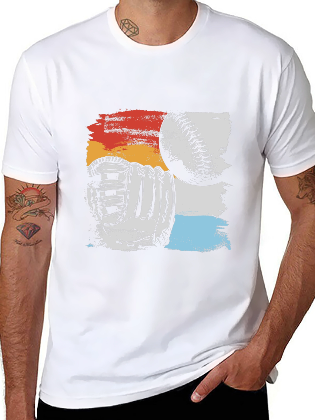 Baseball Glove & Ball Graphic T-Shirt - 8
