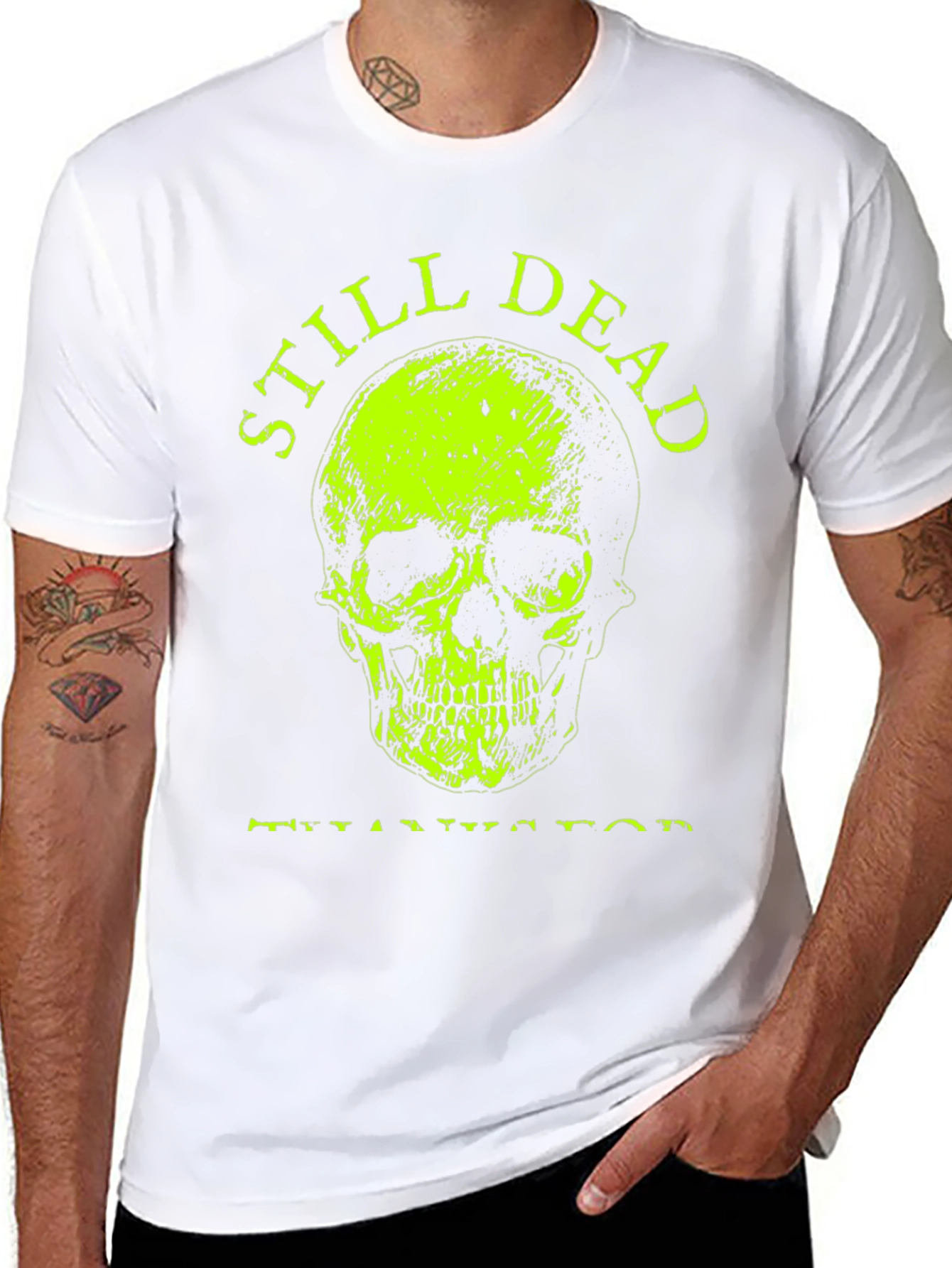 Black Still Dead Skull Graphic T-Shirt - Black view 8